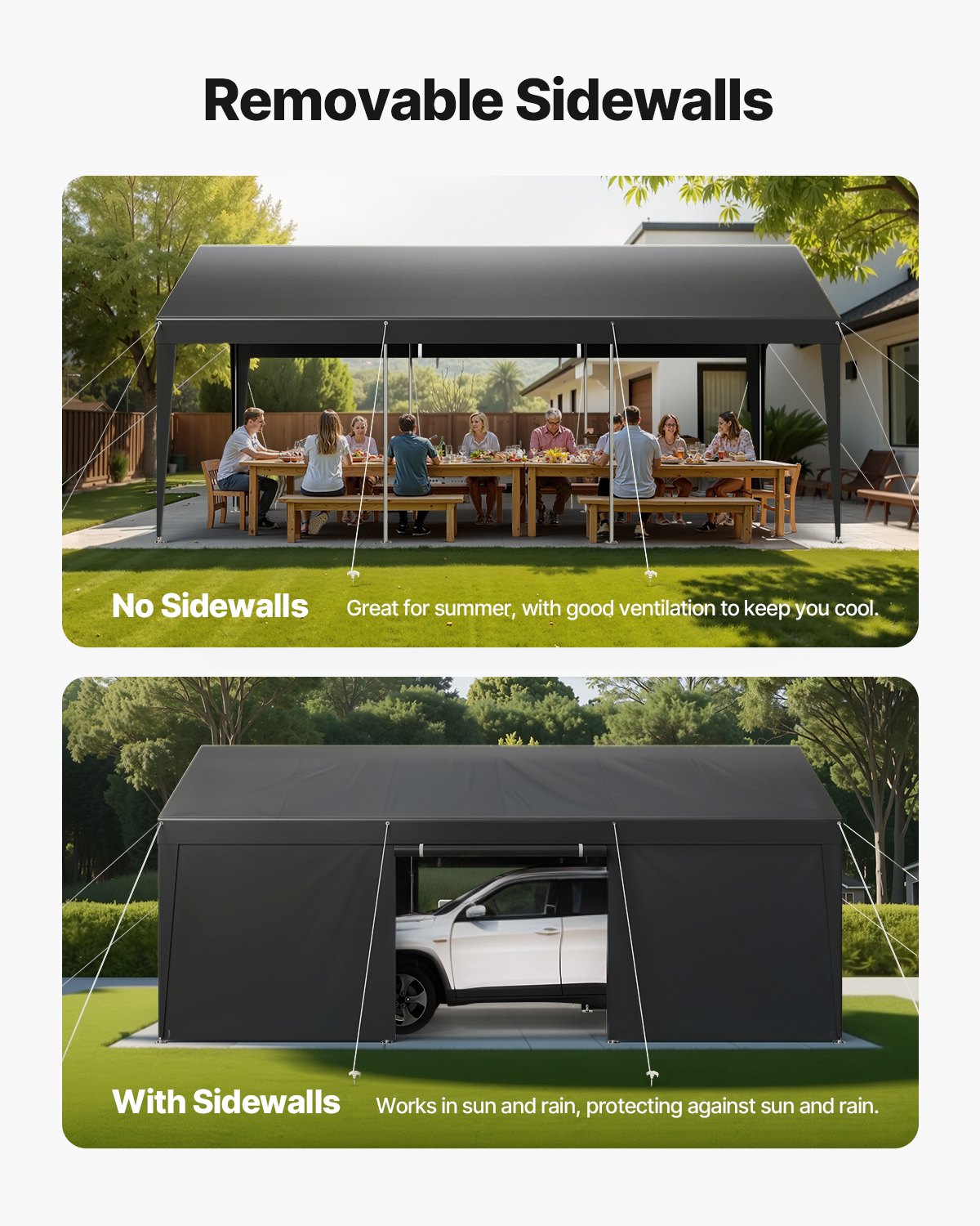 Carport, 12 X 20 FT Outdoor Car Canopy, Potable Carport With Removable Sidewalls & Door, Heavy Duty Car Shelter,… - 5