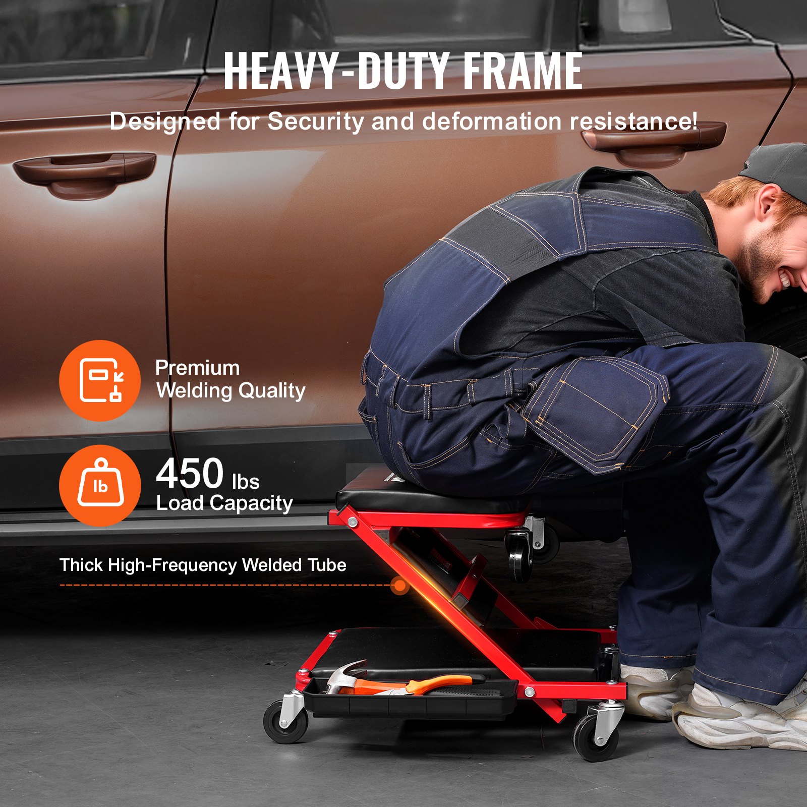 36 In Foldable Z Garage Creeper Mechanic Creeper Stool 300 Lbs Capacity image 3
