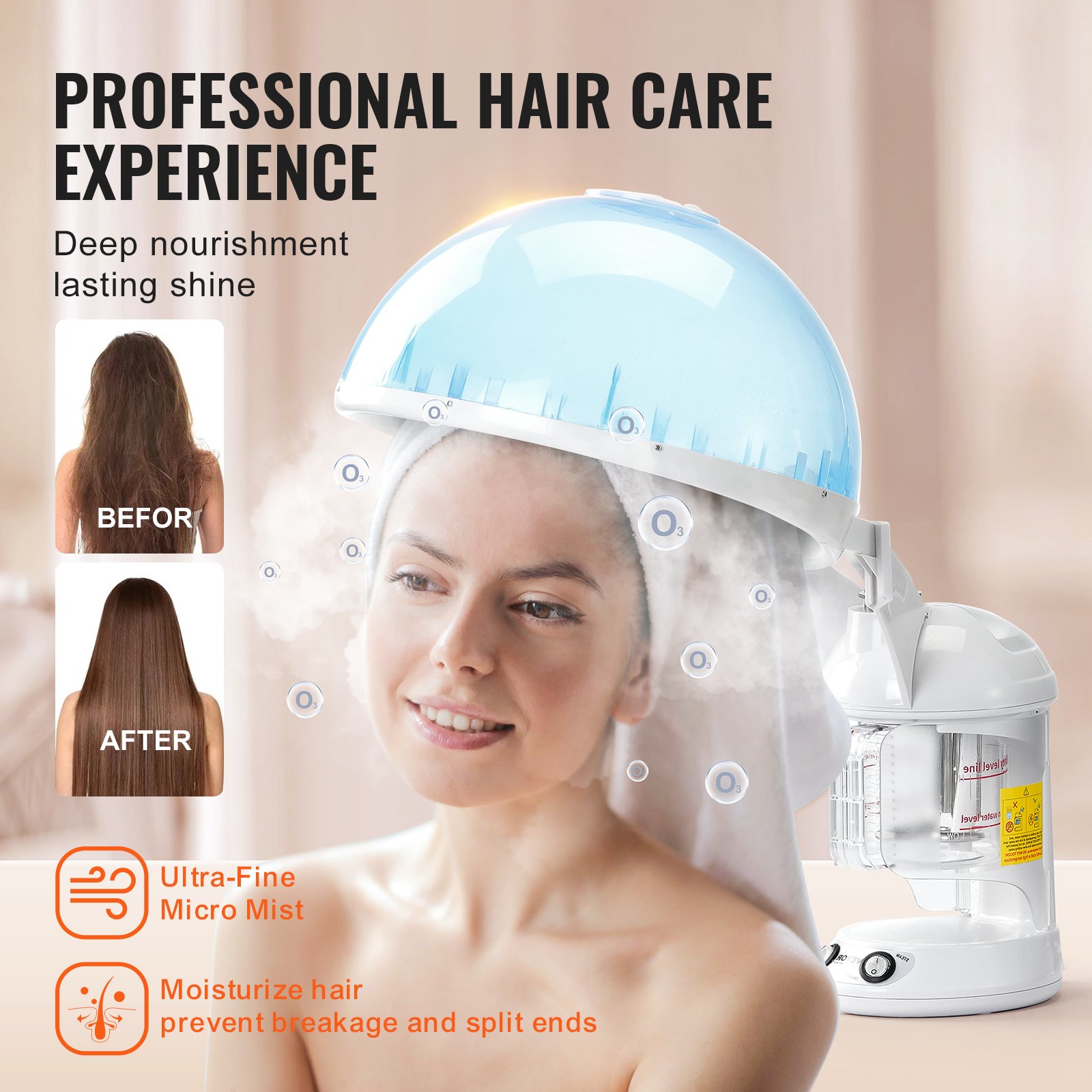 Hair Steamer, 2-in-1 Professional Hair & Facial Steamer With Detachable Bonnet Hood, Nano Ionic & UV Ozone Face Steamer With 360° Rotatable Sprayer For Salon Spa Home Beauty thumbnail 4