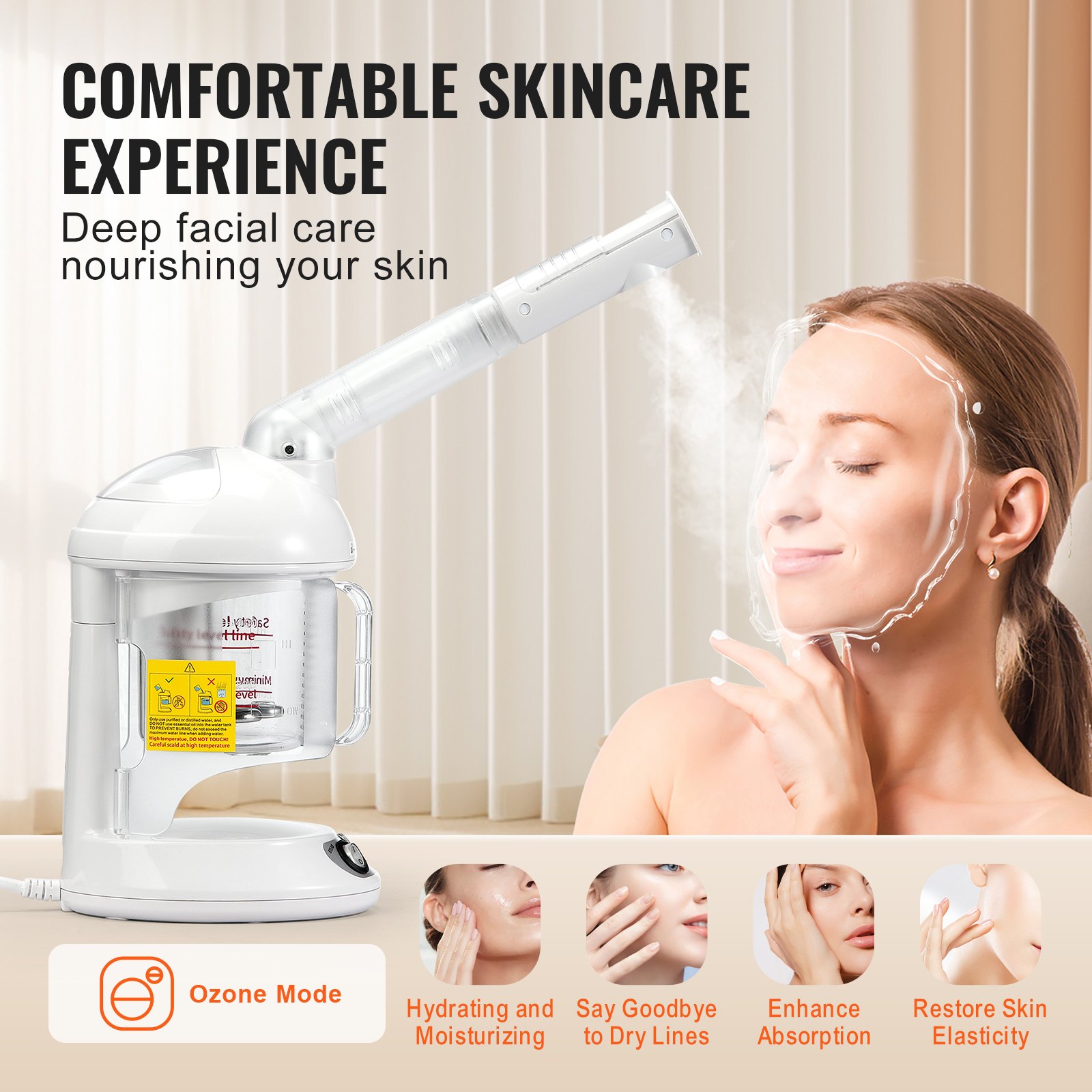 Hair Steamer, 2-in-1 Professional Hair & Facial Steamer With Detachable Bonnet Hood, Nano Ionic & UV Ozone Face Steamer With 360° Rotatable Sprayer For Salon Spa Home Beauty