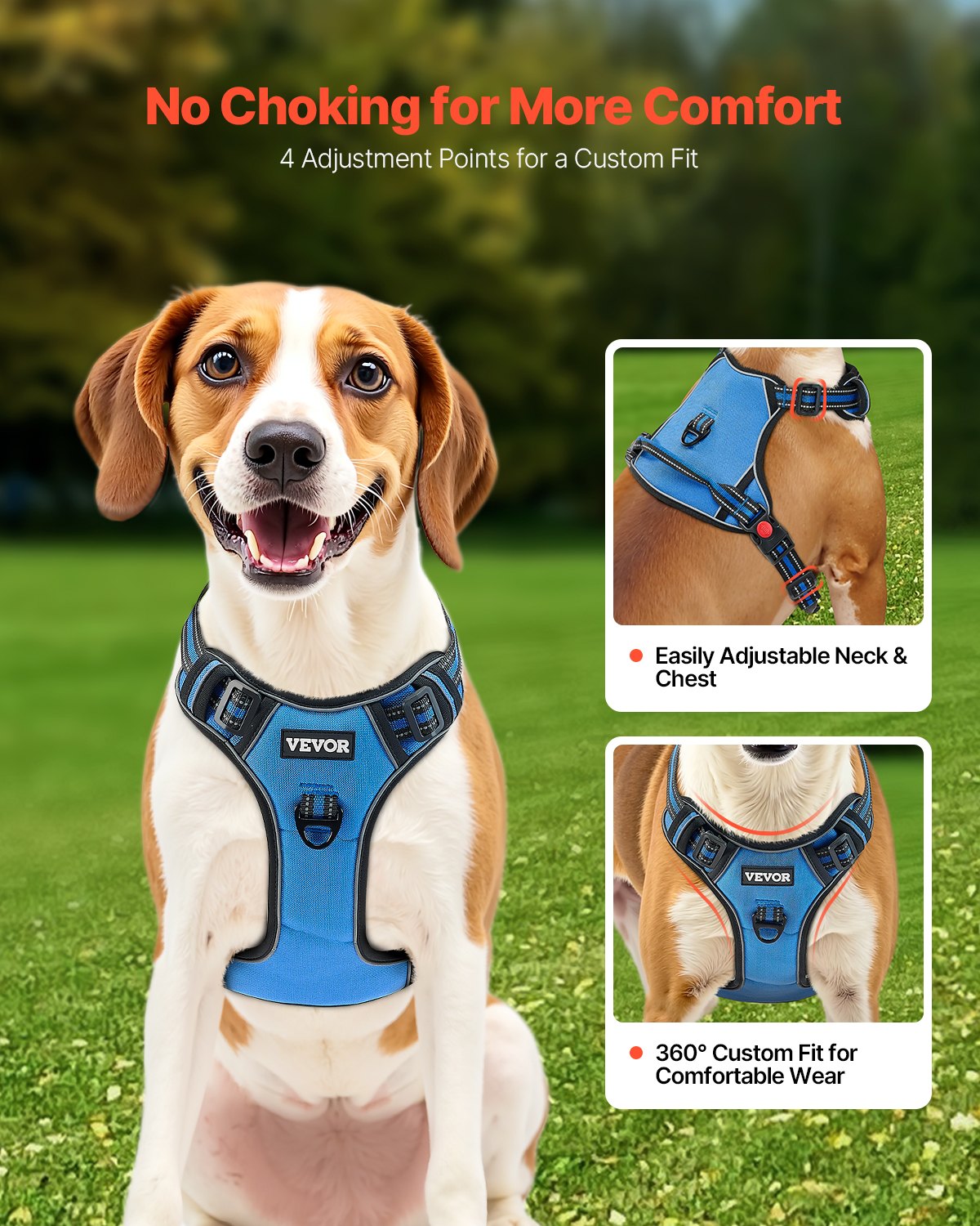 Dog Harness For Large Dogs, No Pull Adjustable Dog Vest Pet Harness, With 5ft Leash, Handle, Metal Rings, Buckles,… - 6