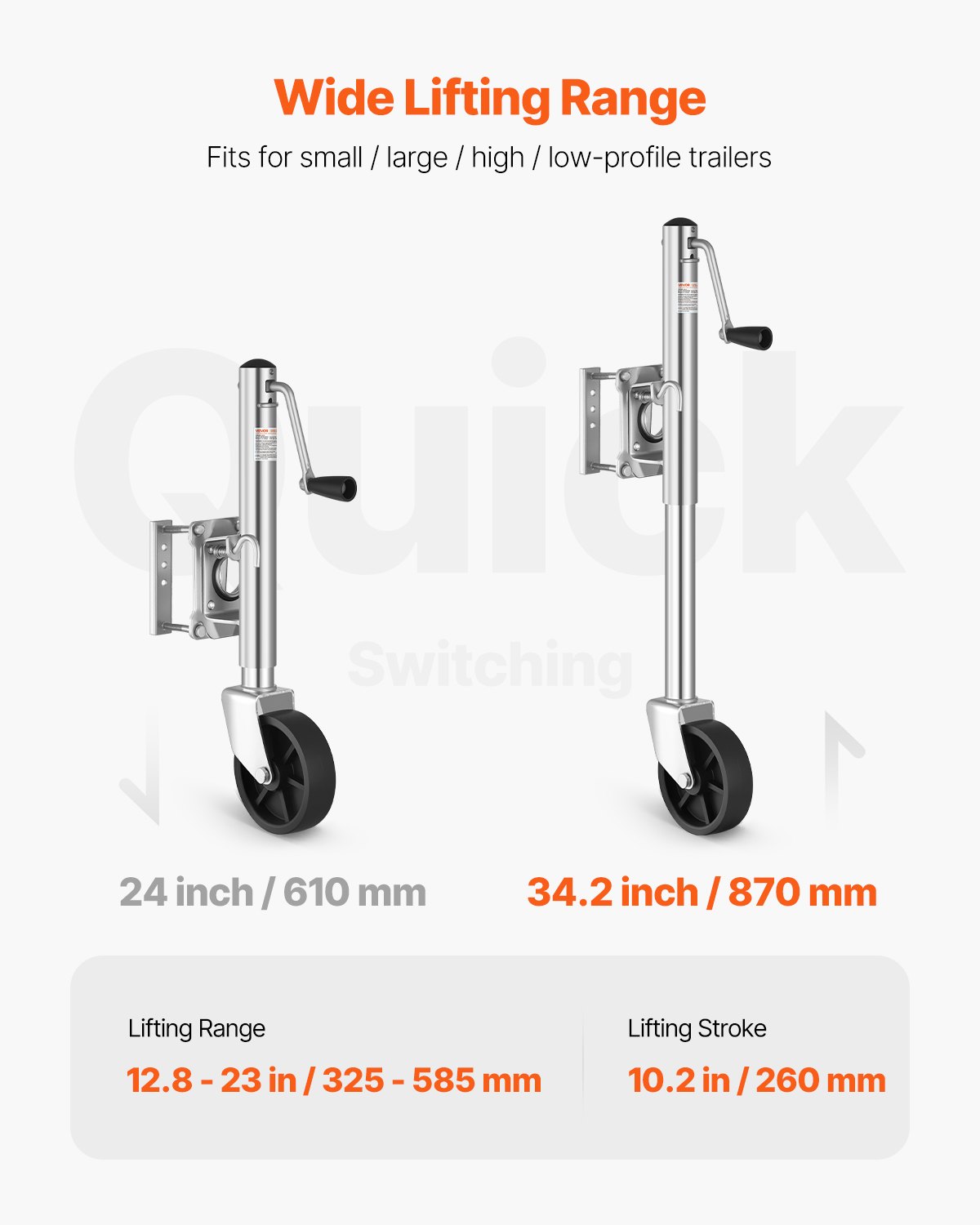 Trailer Jack With Wheel, Load Capacity, Heavy Duty Swivel Boat Trailer Jack With PP Single Wheel & Ergonomic Handle,… - 4