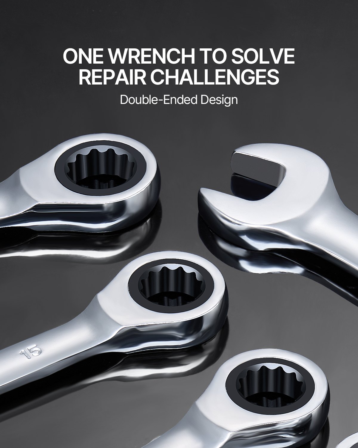 Combination Wrench Set, 30-Piece Ratcheting Wrench Set With Organizer Rack, Cr-V Steel Wrench Set SAE 1/4" To 1", Metric 8 Mm To 24 Mm, Ideal For General Household, Garage, Workshop, Emergency image 5
