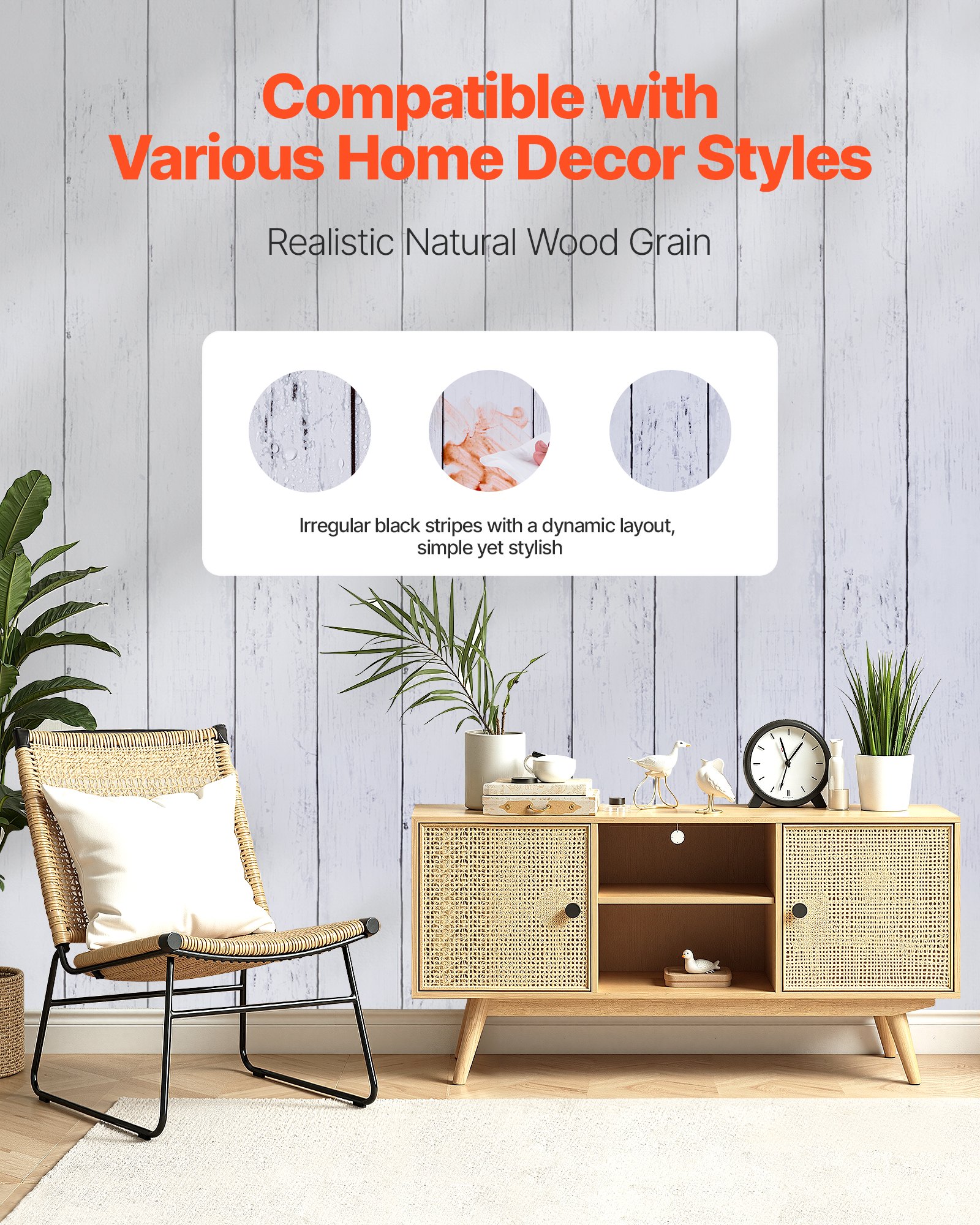 Peel And Stick Wallpaper, 17.7 X 472.4 Inch Contact Paper White Wood Textured Waterpoof Self Adhesive, Easy To Clean & Peel Wall Decorative Vinyl Roll For Bedroom Kitchen Bathroom Office Desk