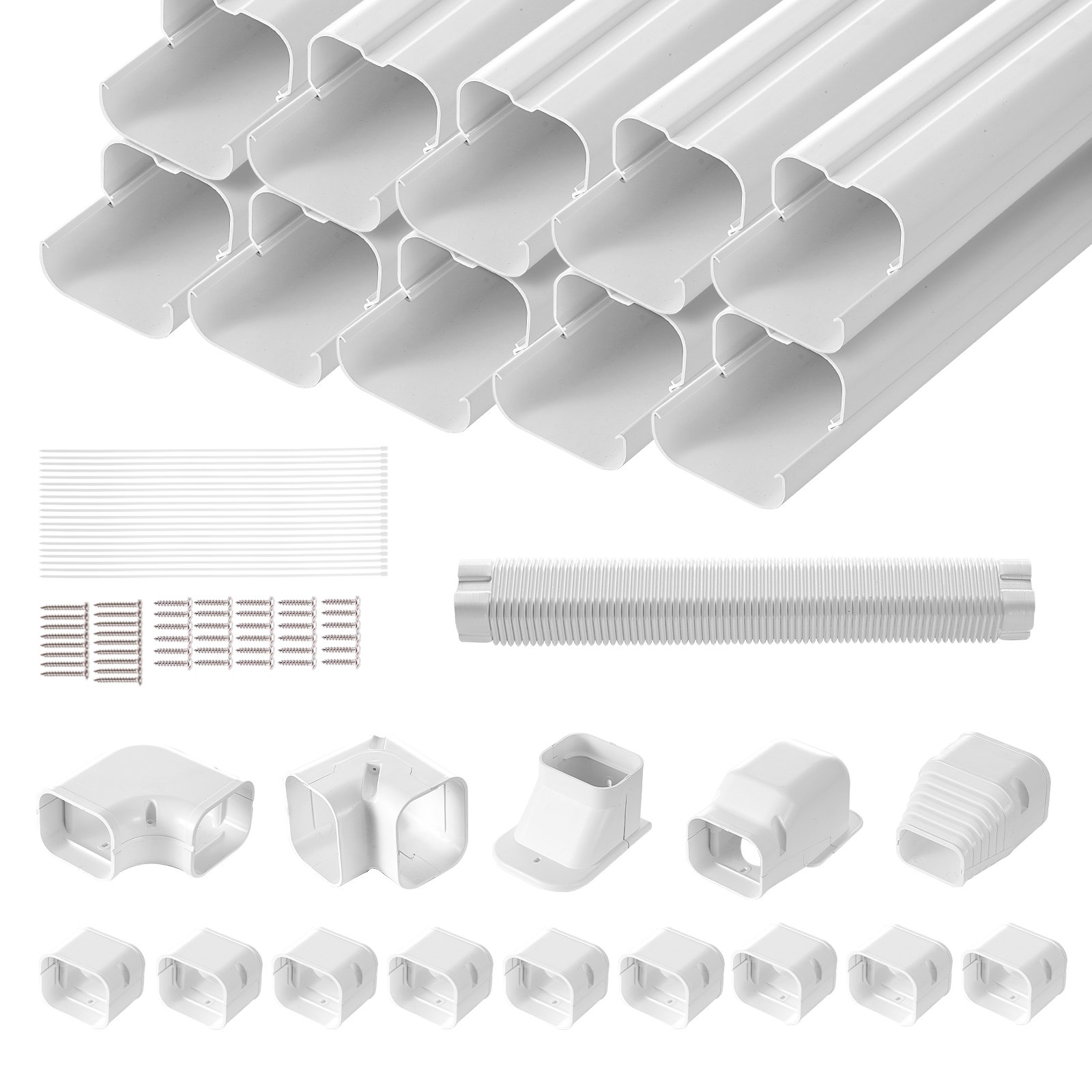 Mini Split Line Set Cover 3-inch W 17.7Ft L, PVC Decorative Pipe Line Cover For Air Conditioner With 10 Straight…