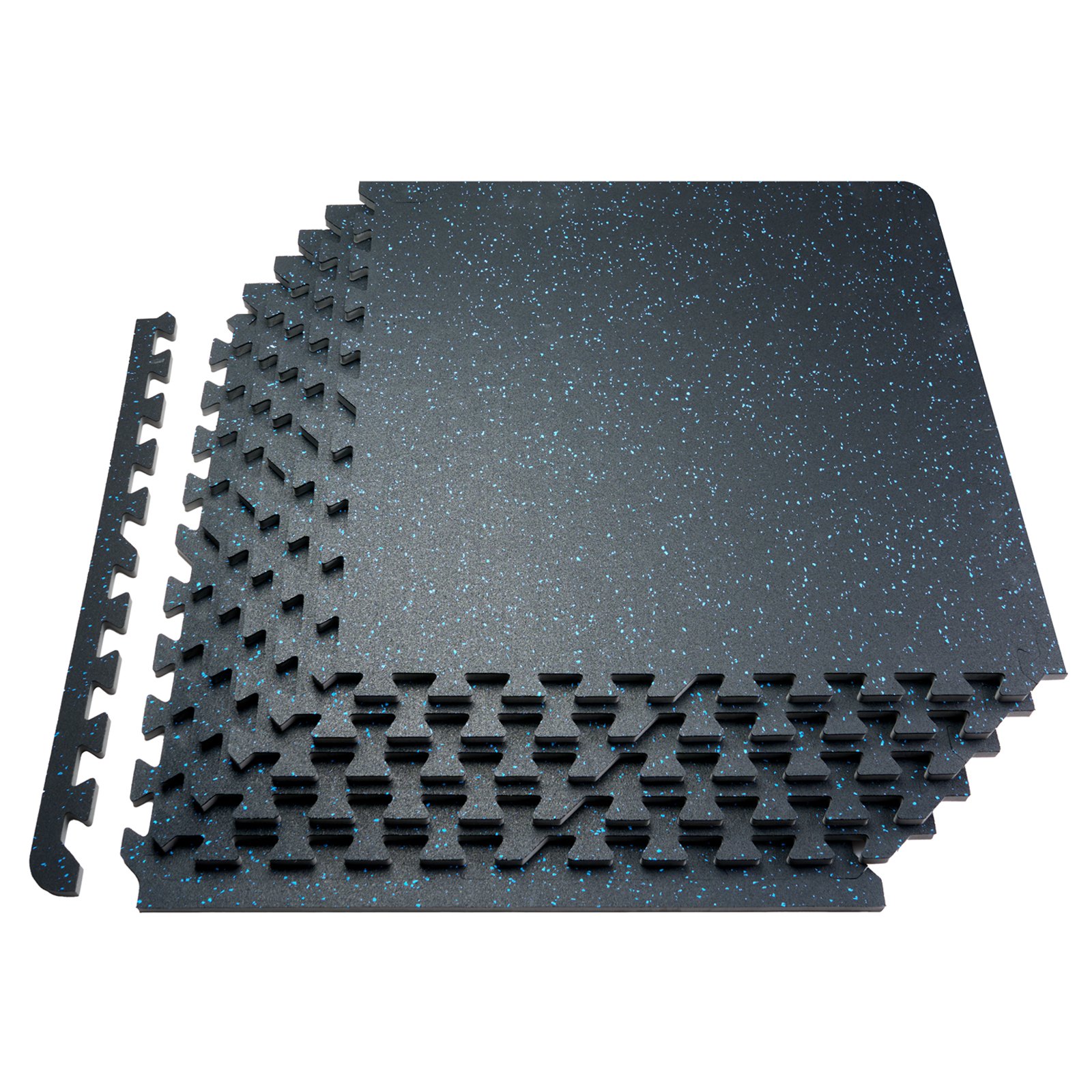 0.56 Inch Thick Gym Floor Mats, 6 Tiles Rubber Top With EVA Foam, 25" X 25" Gym Flooring Workout Mats With 25 Sq.ft Coverage, Interlocking Puzzle Gym Mats For Gym, Home, Garage, Black & Blue