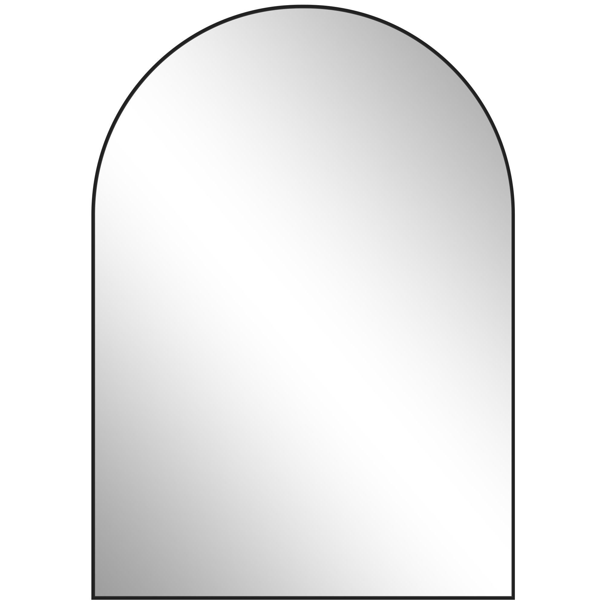 Black powder-coated arched wall mirror with simple frame, 50 by 70 centimetres