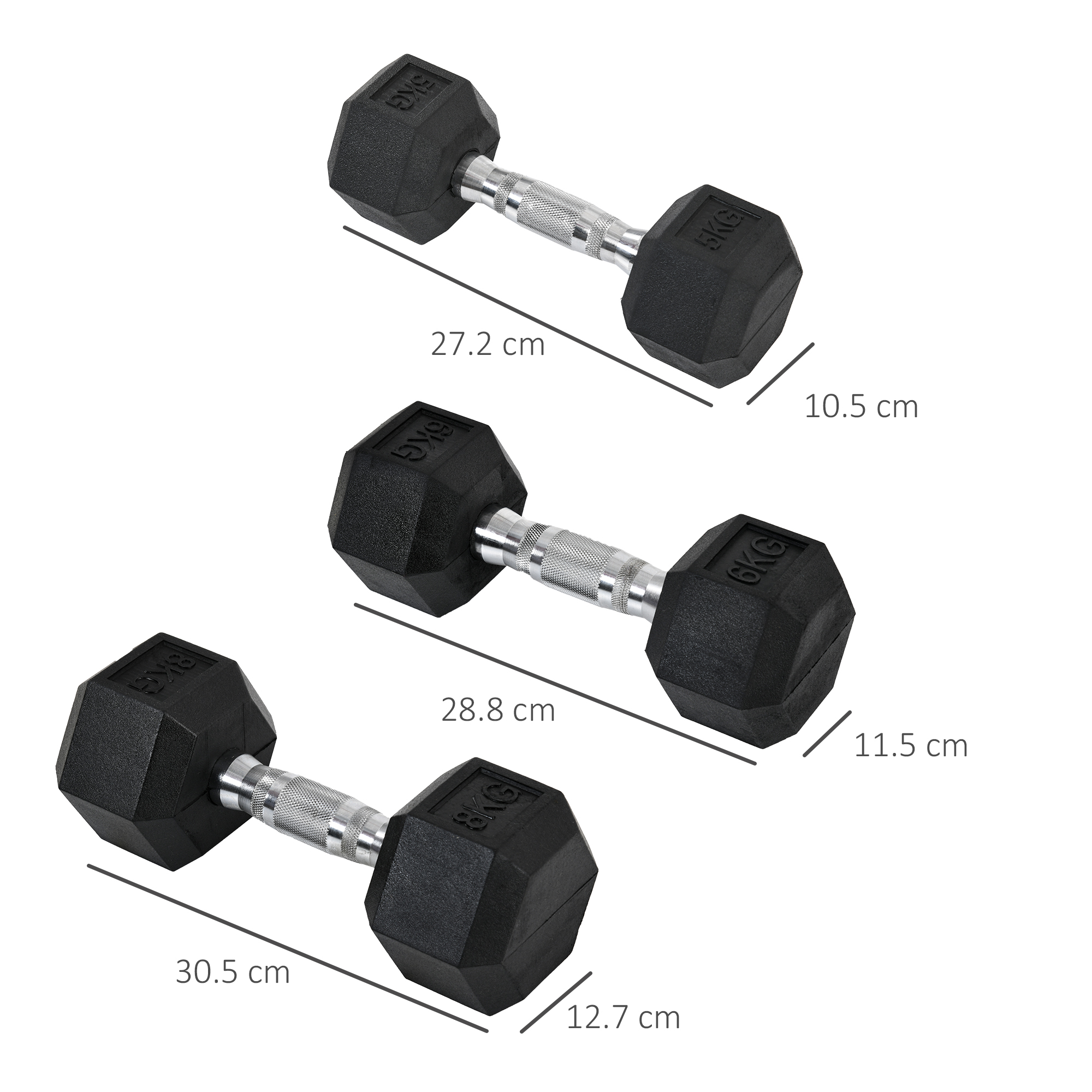 Ensemble d'haltères en caoutchouc, ensembles de poids hexagonaux de sport – Image 4