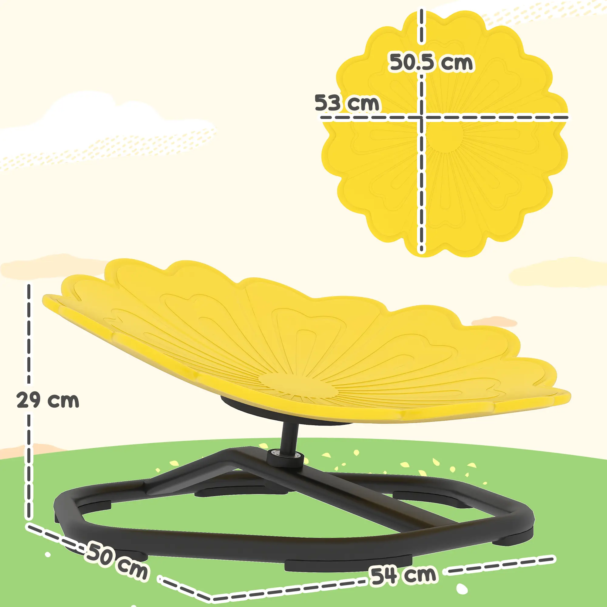 Flower-Shaped Sensory Spinning Chair With Non-Slip Base For Balance/Coordination, Yellow