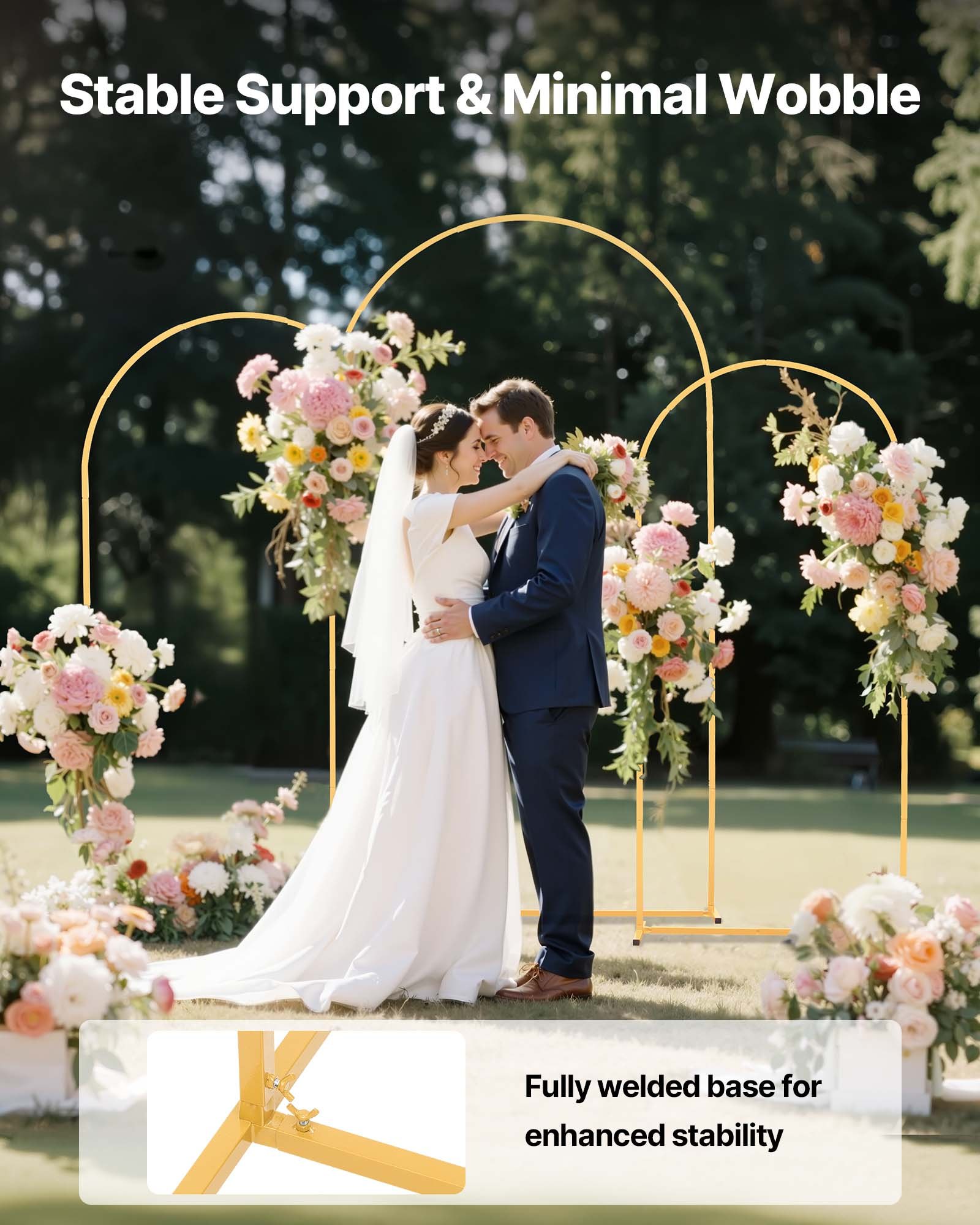 Arch Backdrop Stand, Set Of 3, 7.2/6.6/6 Ft, Stable Structure, Easy Assembly, Gold Metal Arch Backdrop… image 4