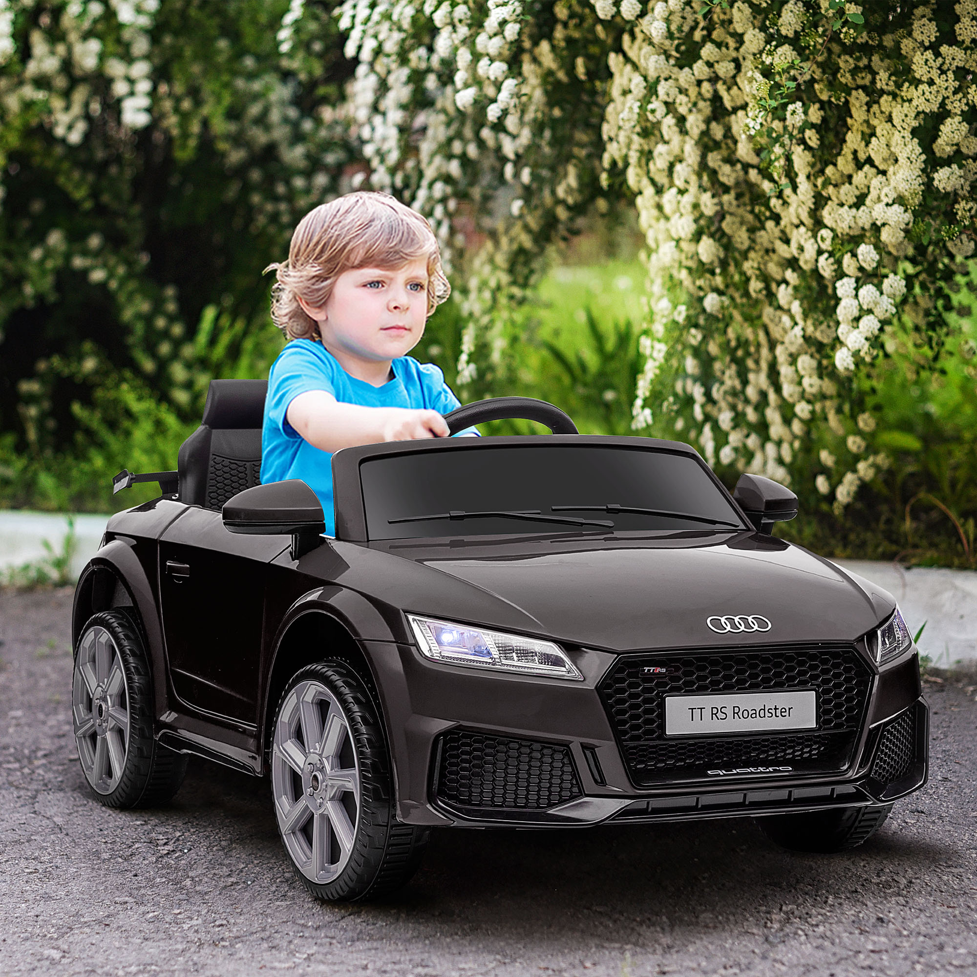 Kids Licensed Audi TT Ride-On Car 12V Battery W/ Remote Suspension Headlights And MP3 Player 2.5-5km/h Black