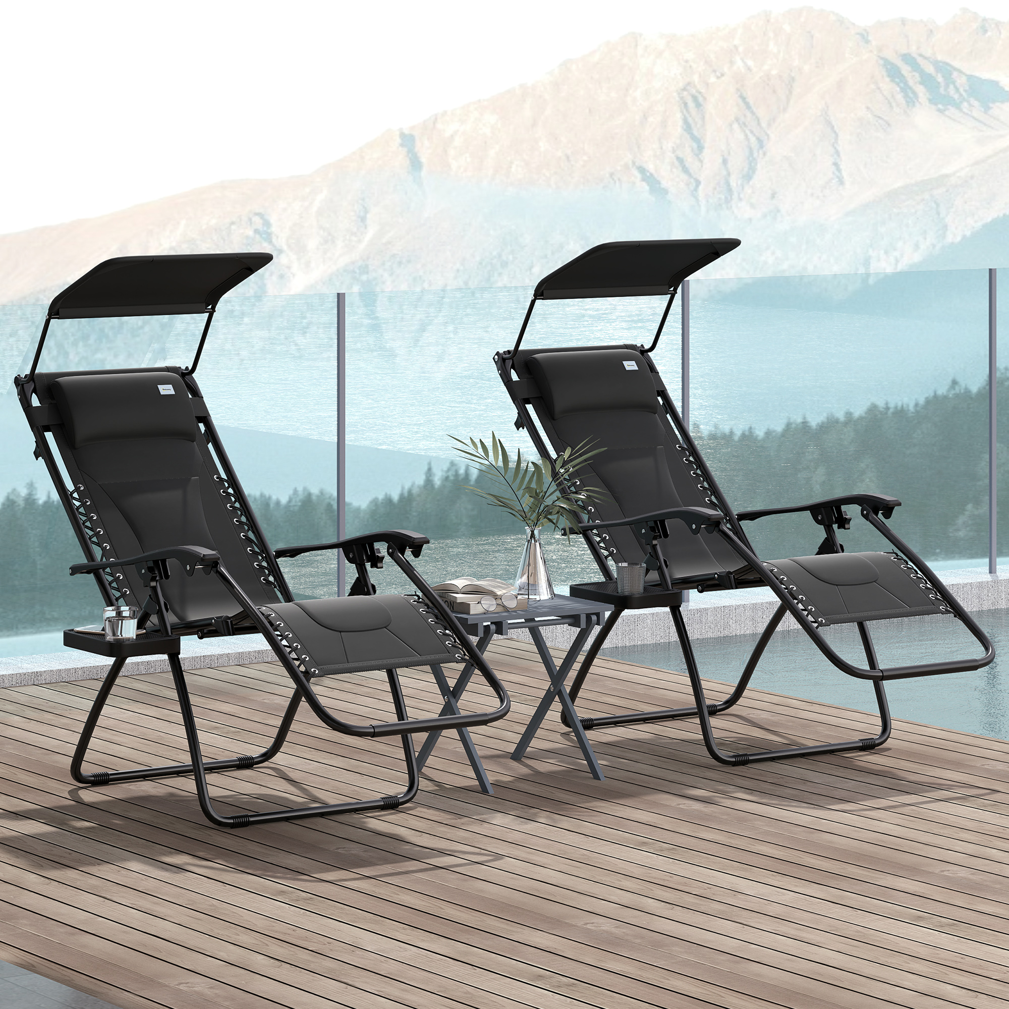 Zero gravity lounger chair set of 2, folding reclining