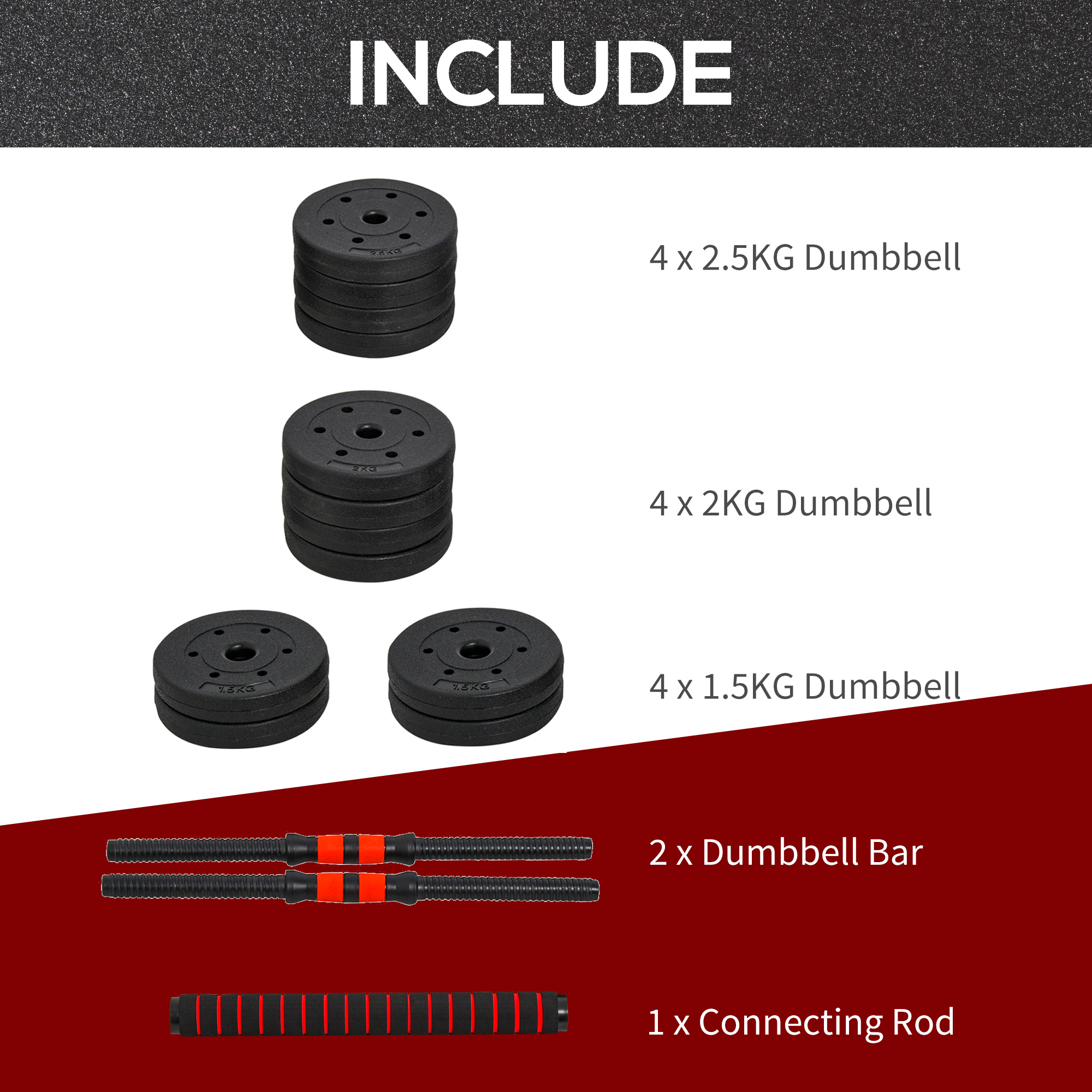 Ensemble de poids d'haltères réglables 2 en 1 de 25 kg – Image 2