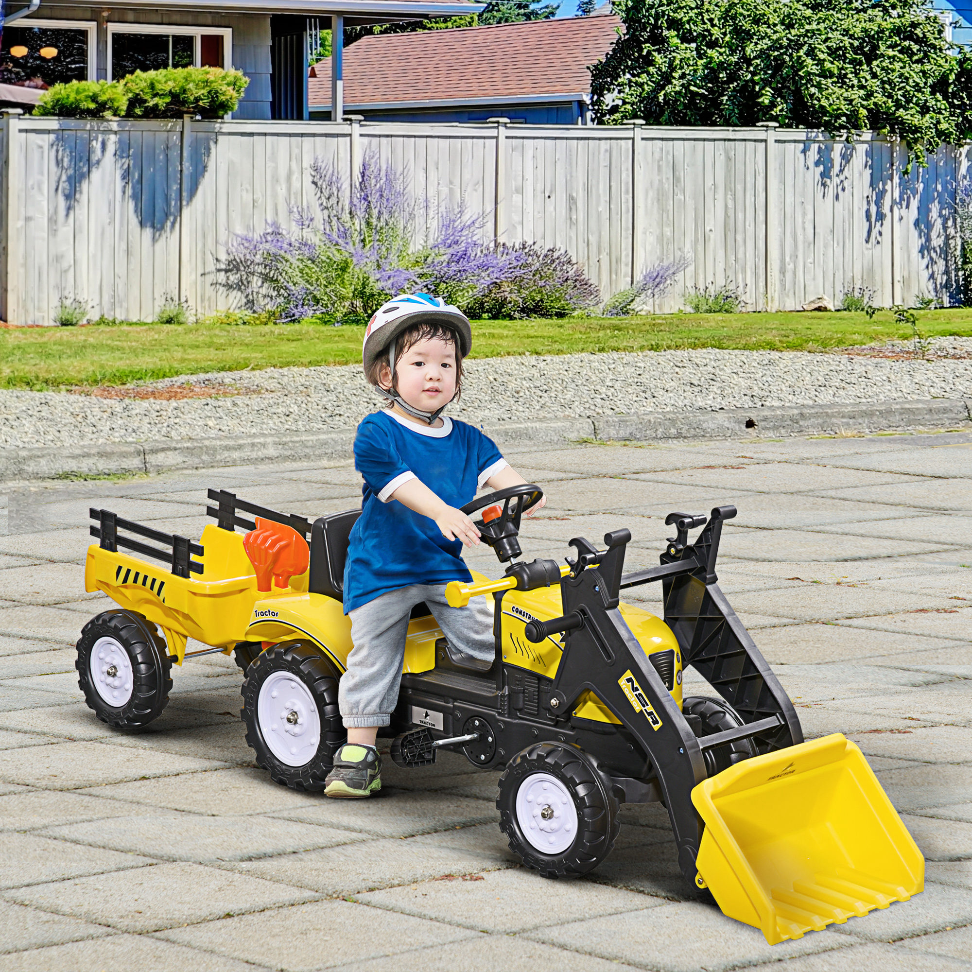 Kids Pedal Go Kart Excavator-Yellow — image 2