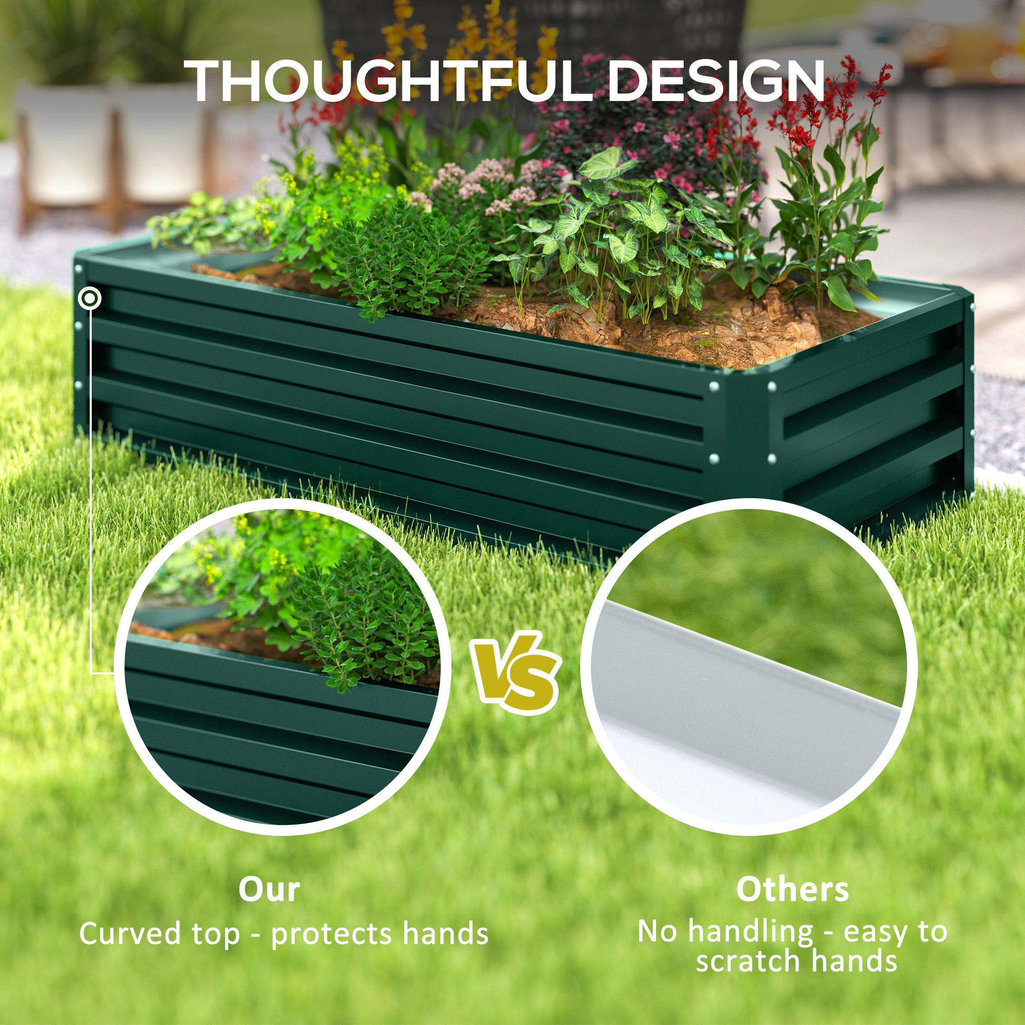 Raised Beds For Garden, Galvanized Outdoor Planters, For Herbs And Vegetables, Use For Patio, Backyard, Balcony, Green 0f1d8150 4fb3 4d6f 85f9 E352cefafbf4