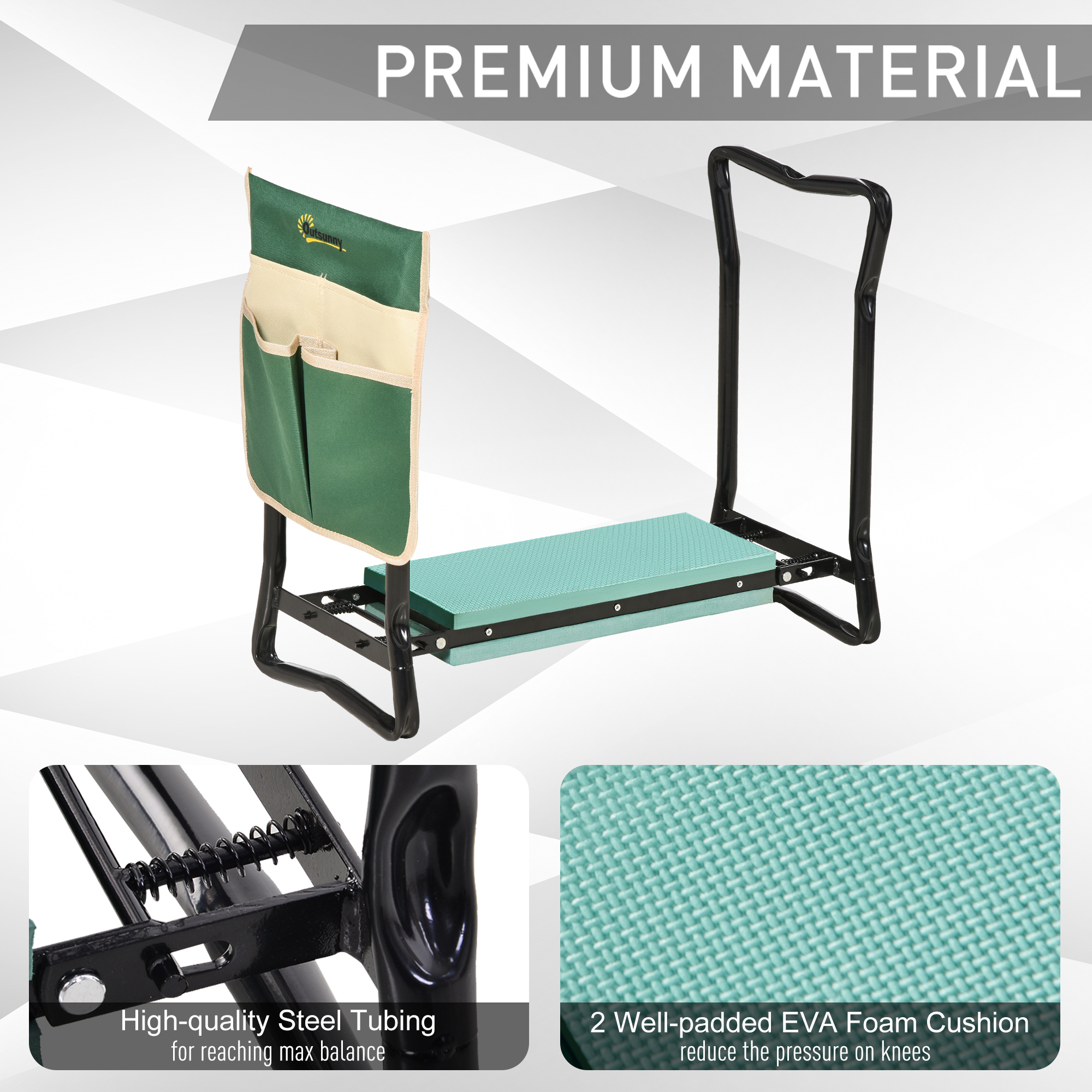 Garden kneeler flipped to seat position showing dual-use design
