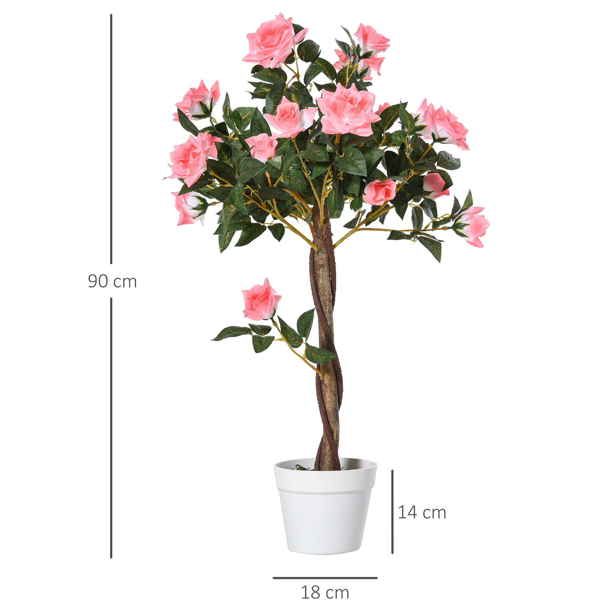 Artificial Plants Pink Rose Floral In Pot, Fake For Home Indoor Decor, 90cm — image 2