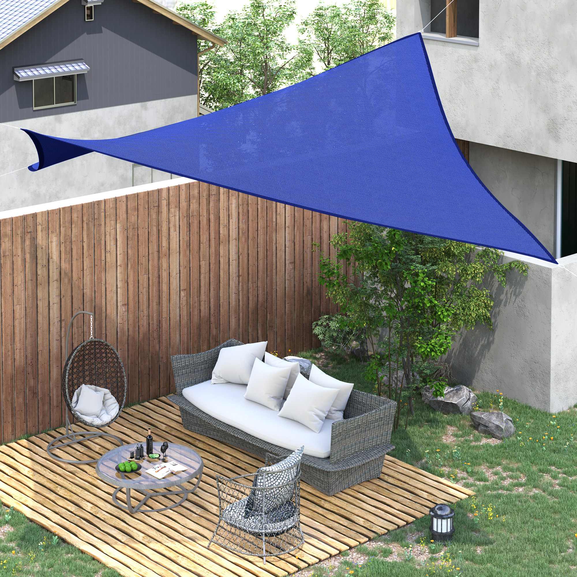 16 x 20 Sun Shade Sail Canopy Outdoor Shade Sail Cloth for Patio Deck Yard with D-Rings and Rope Included, Blue