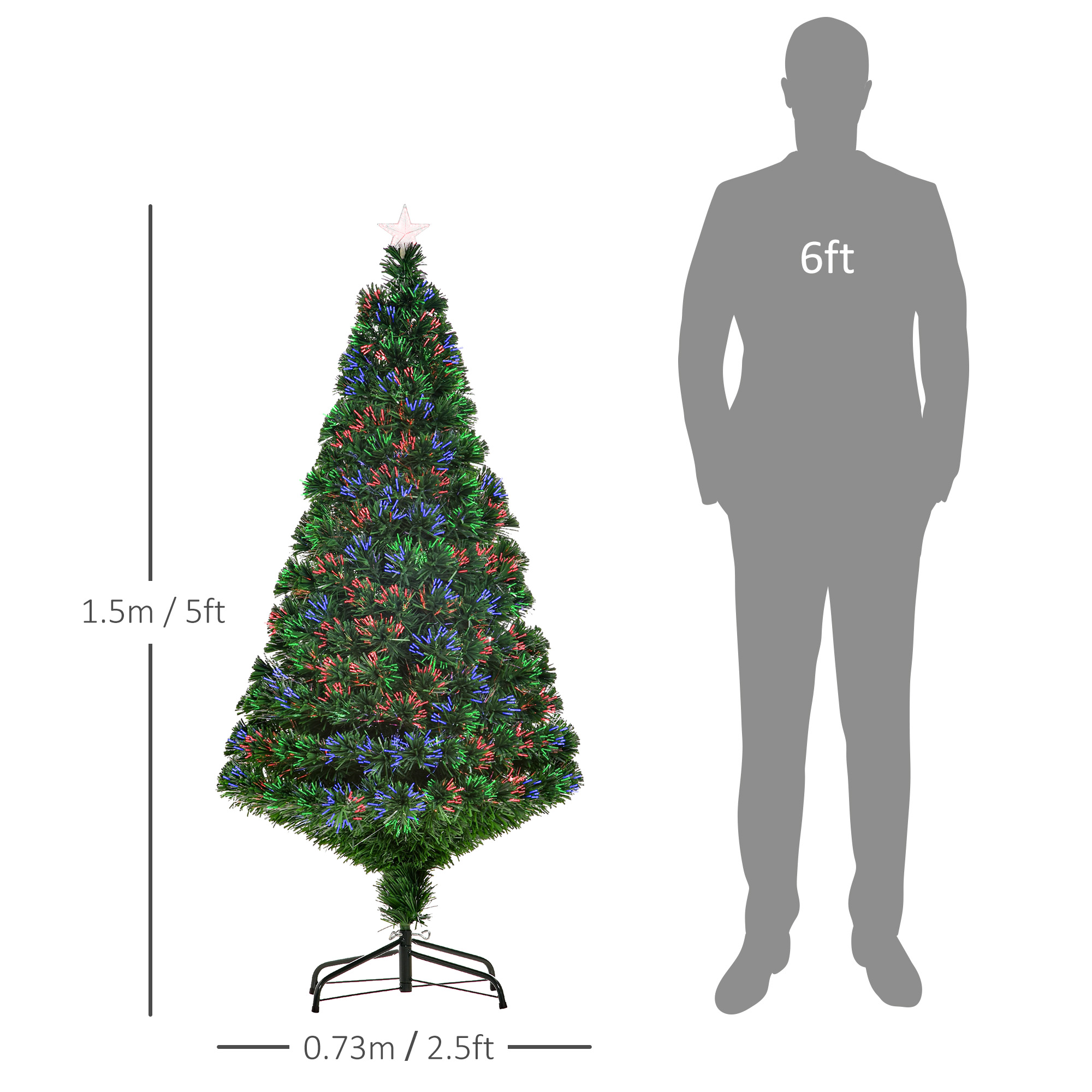 5FT Pre-Lit Fibre Optic Artificial Christmas Tree Holiday