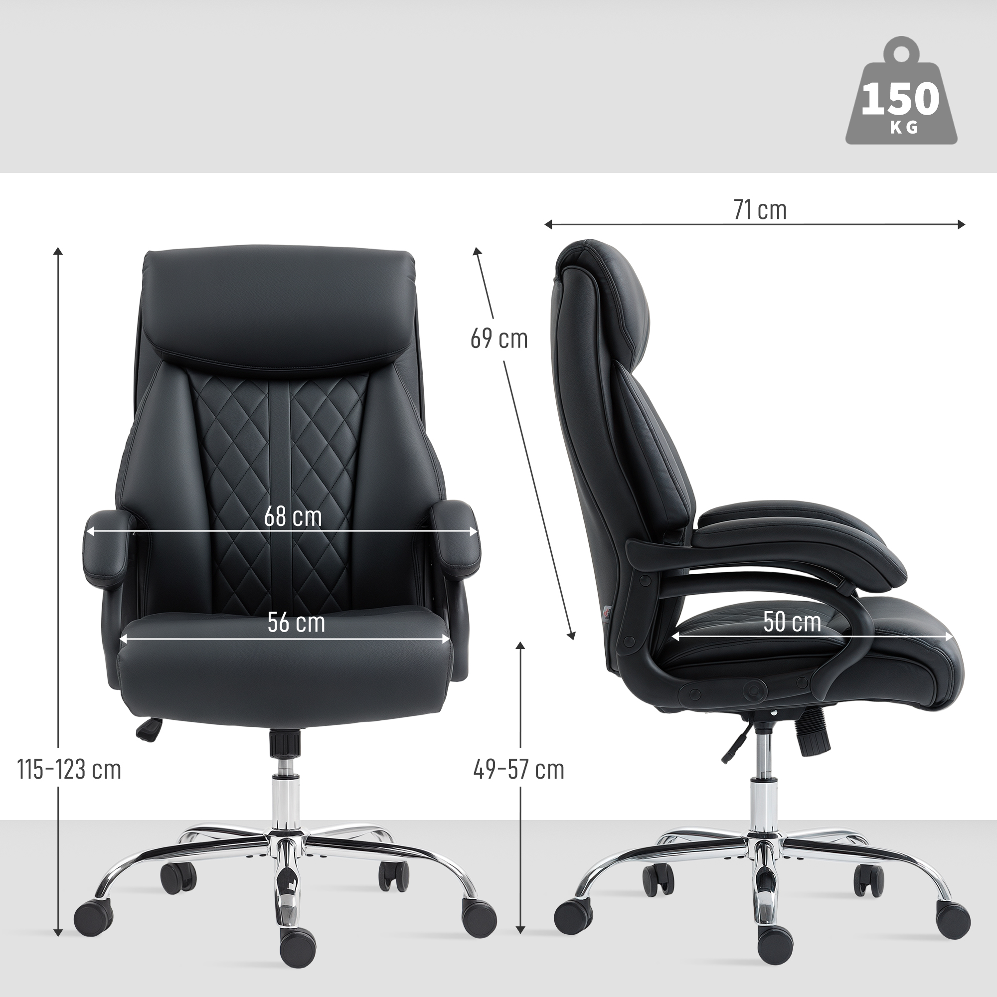 Executive office chair with spring padding - black