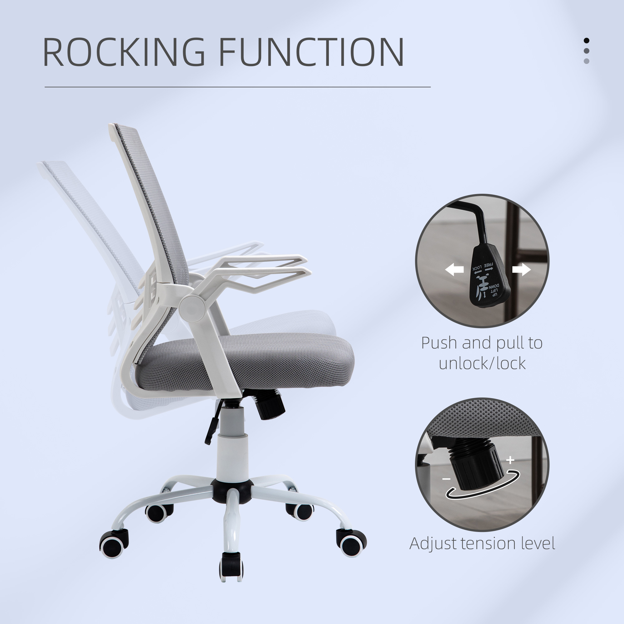Vinsetto Office Chair With Flip-up Armrest, Mid Back Desk Mesh Lumbar Support — image 3