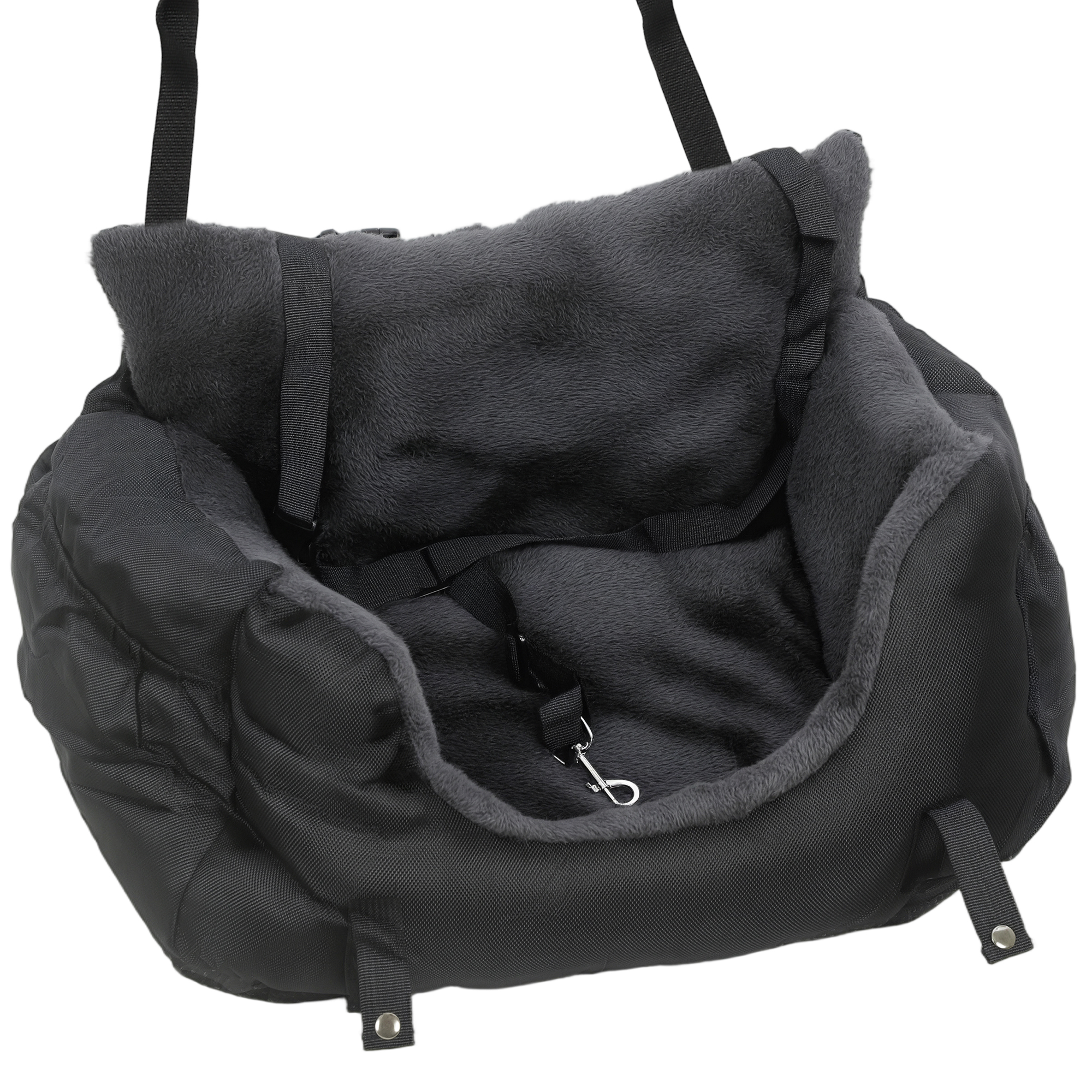 PawHut dog car seat for small dogs with safety harness in black