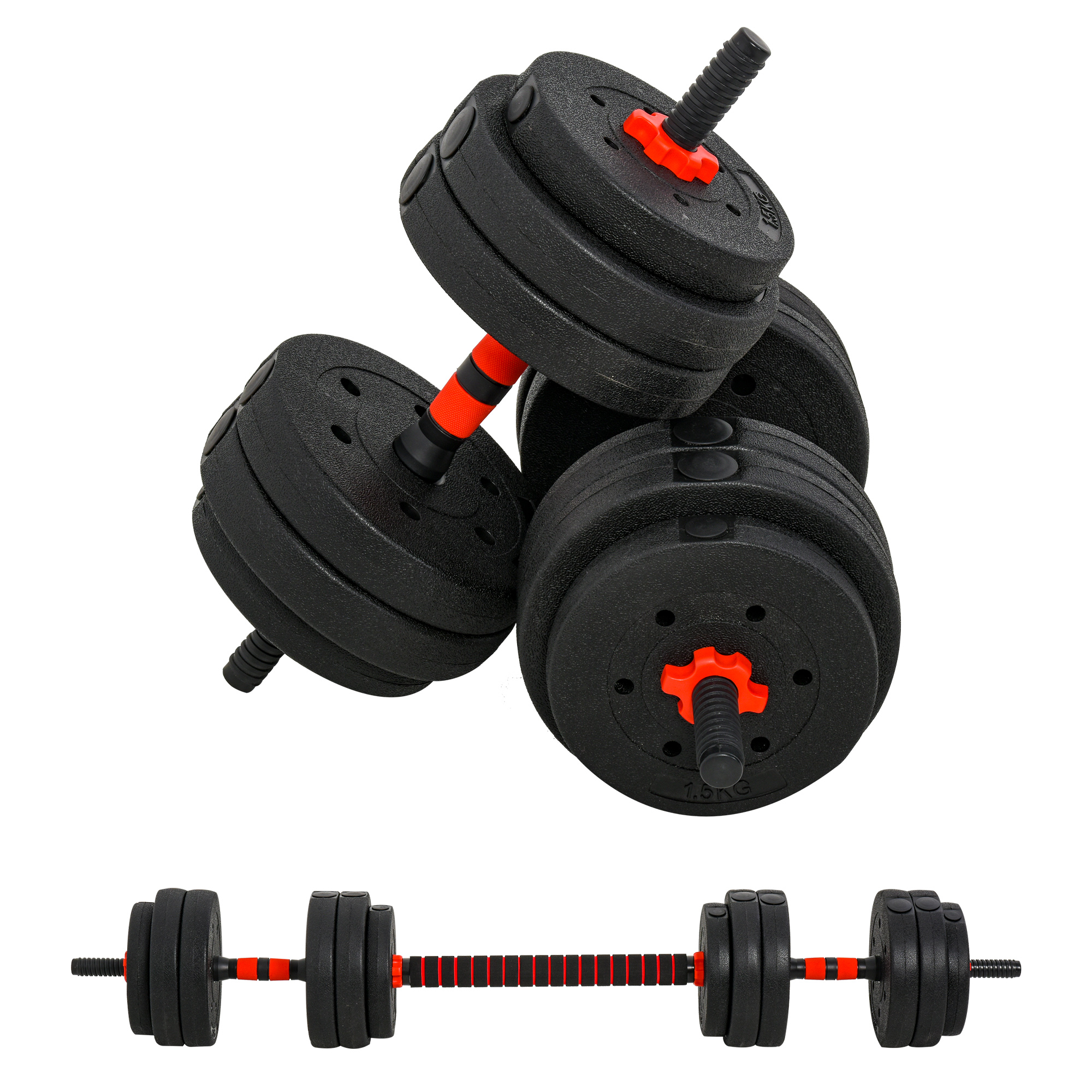 Ensemble de poids d'haltères réglables 2 en 1 de 25 kg
