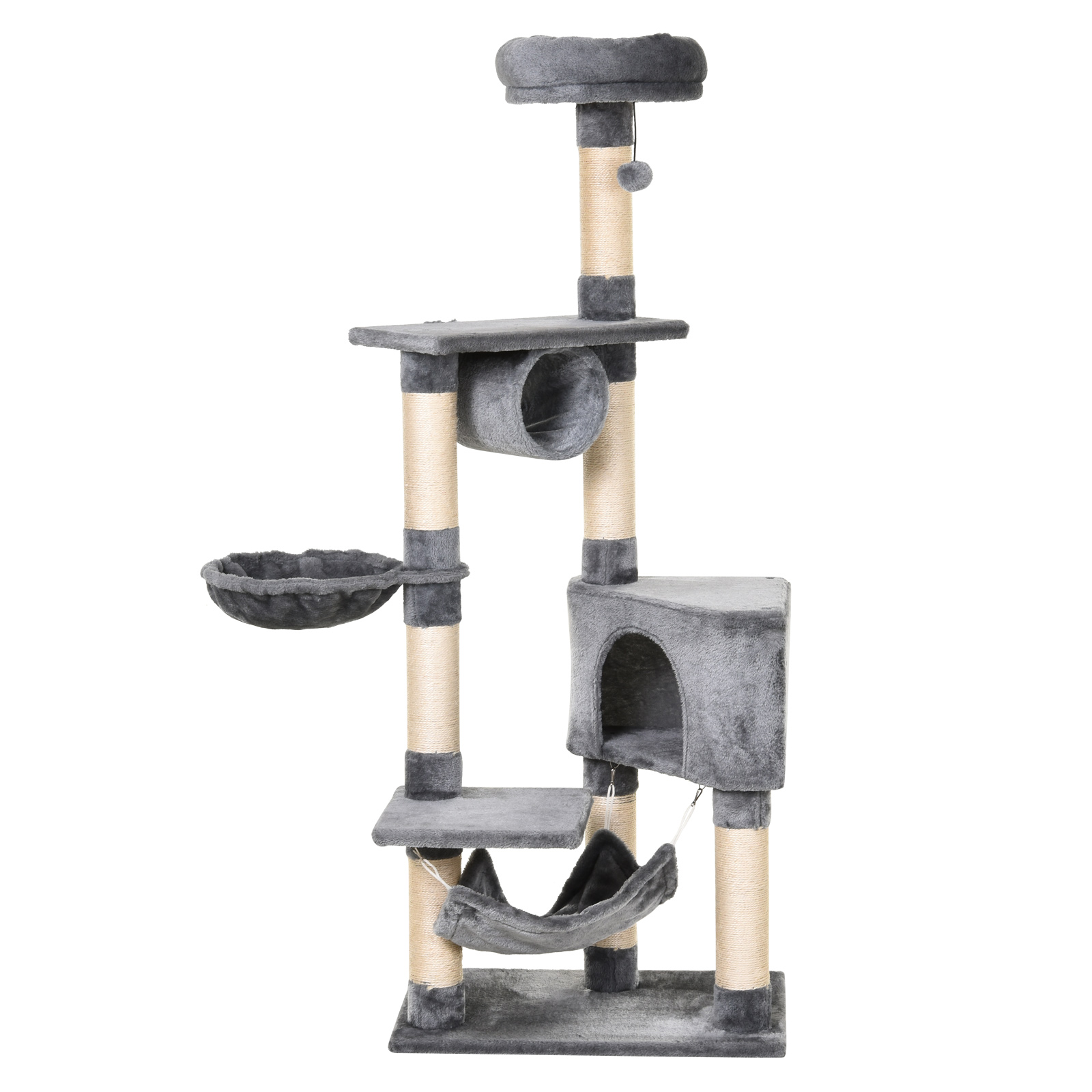 PawHut Cat Tree For Indoor Cats Condo Tower Multi-level Height 150CM Kittens Activity Stand House With Toys & Various Scratching Posts - Image 1