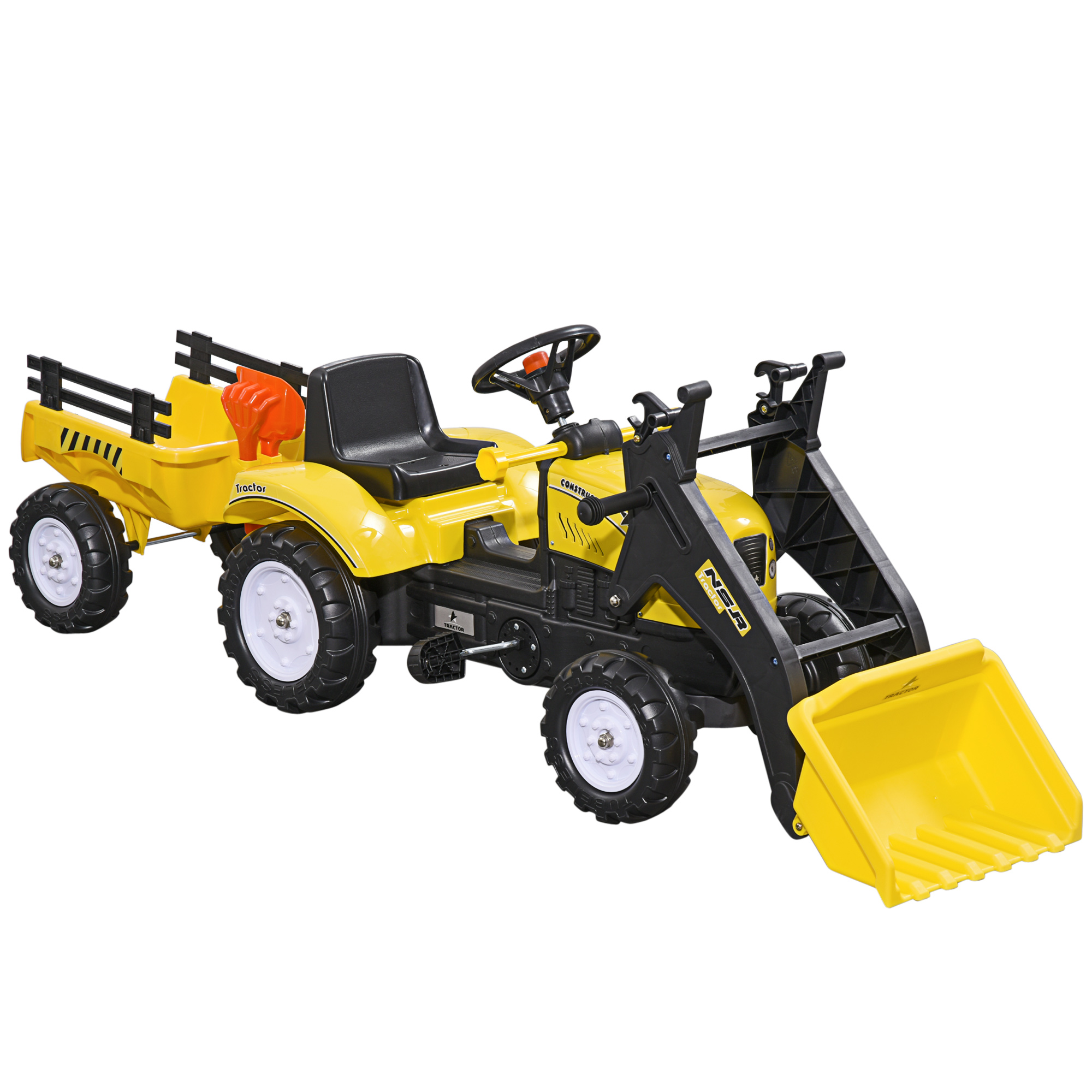 Kids Pedal Go Kart Excavator-Yellow — image 4