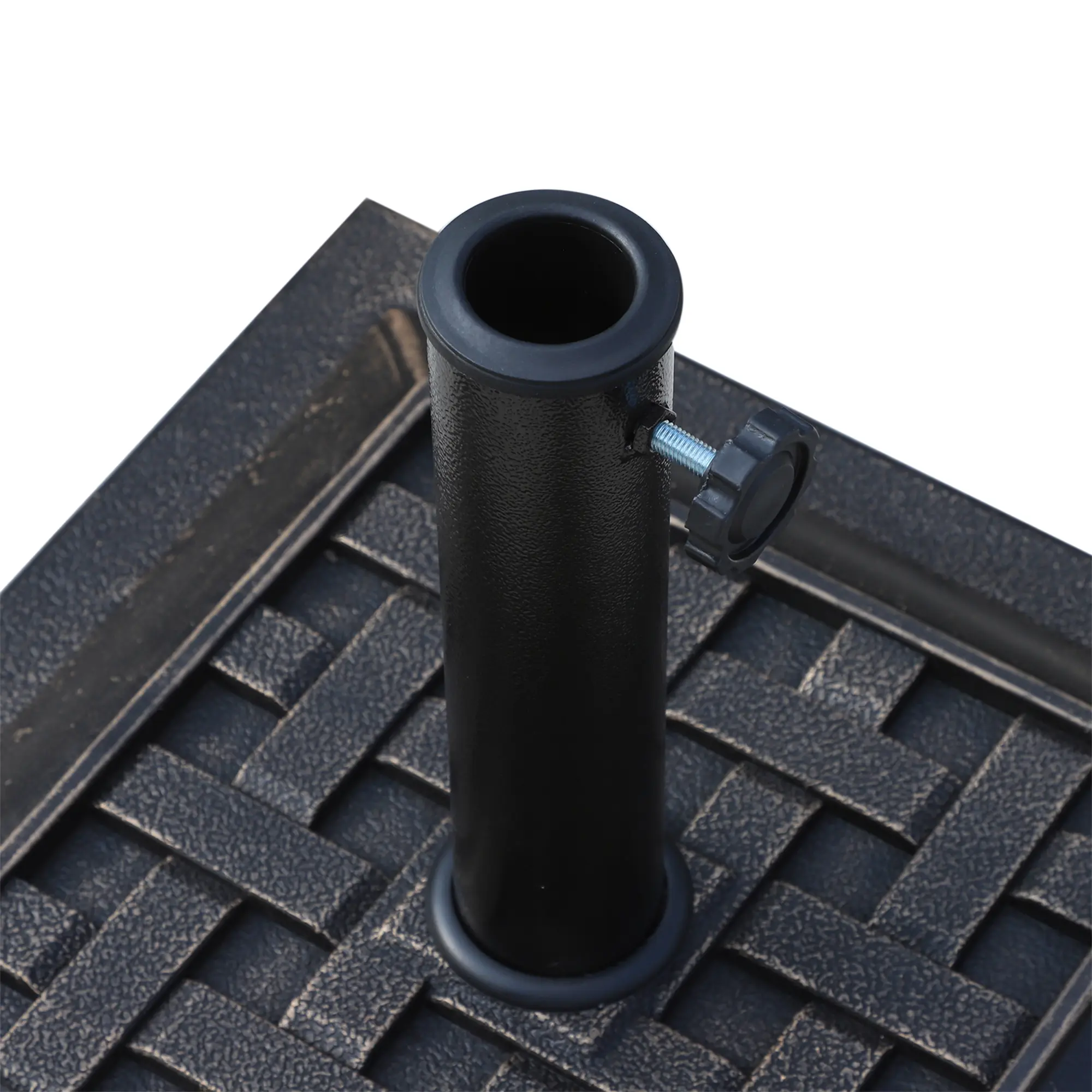 20 lbs Patio Market Umbrella Base Stand Resin Parasol Holder Square with Beautiful Decorative Pattern & Easy Setup, for Φ1.5", Φ1.89" Pole, for Beach, Lawn, Dec