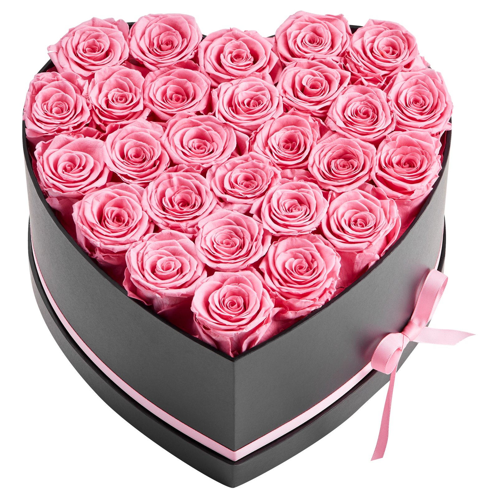 27 Preserved Pink Roses in Heart Box – Eternal Flowers Gift for Her