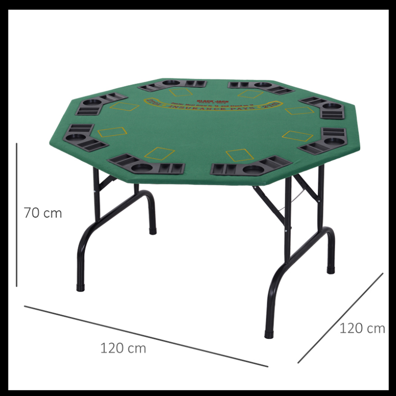 8 player folding games poker table with chip cup holder