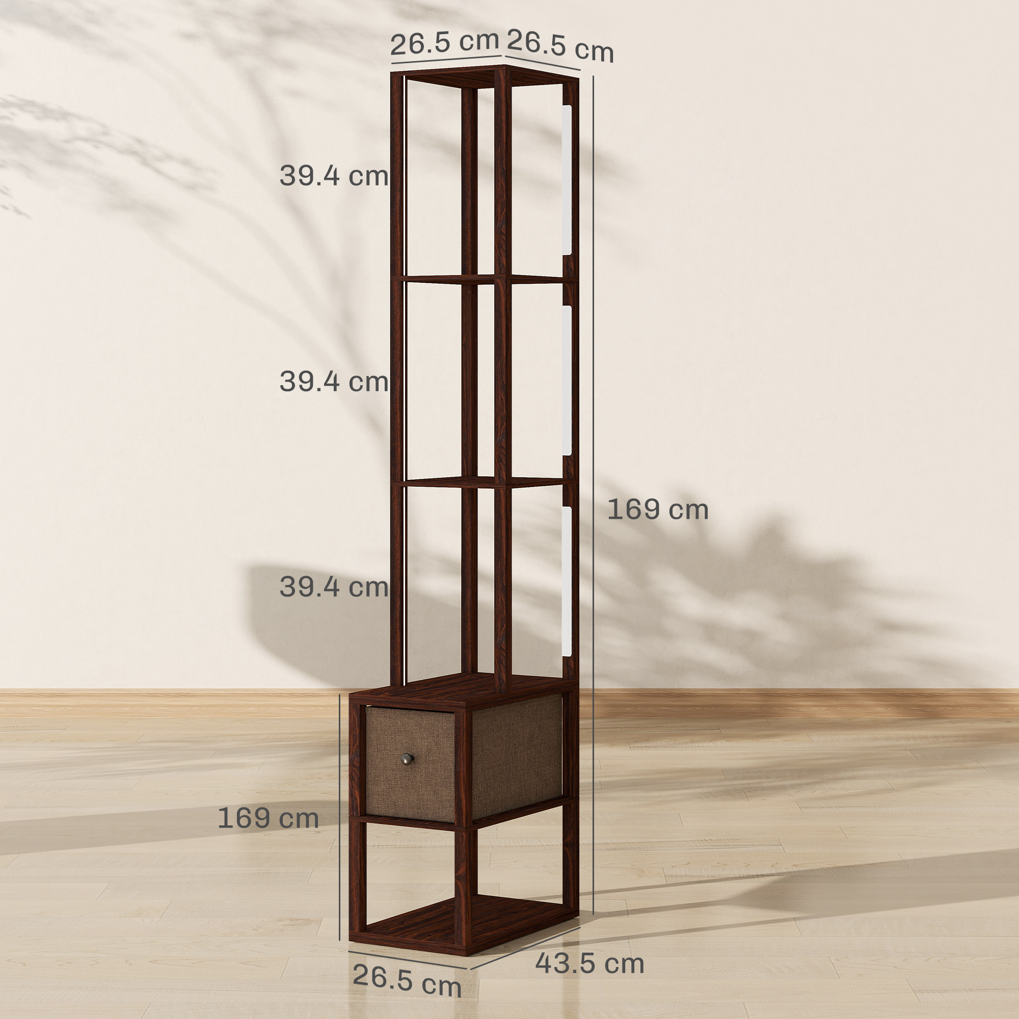 Floor Lamp With Shelves, LED Column Modern Standing Fabric Drawer, Adjustable — image 5