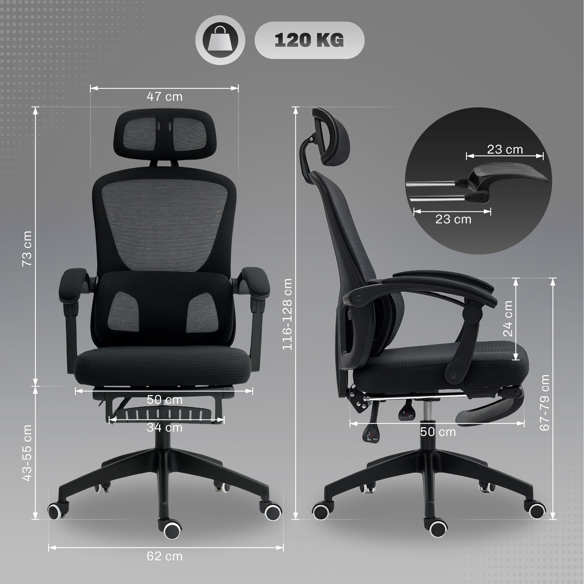 Ergonomic Office Chair, Mesh High Back Desk With Adjustable Lumbar Support — image 5
