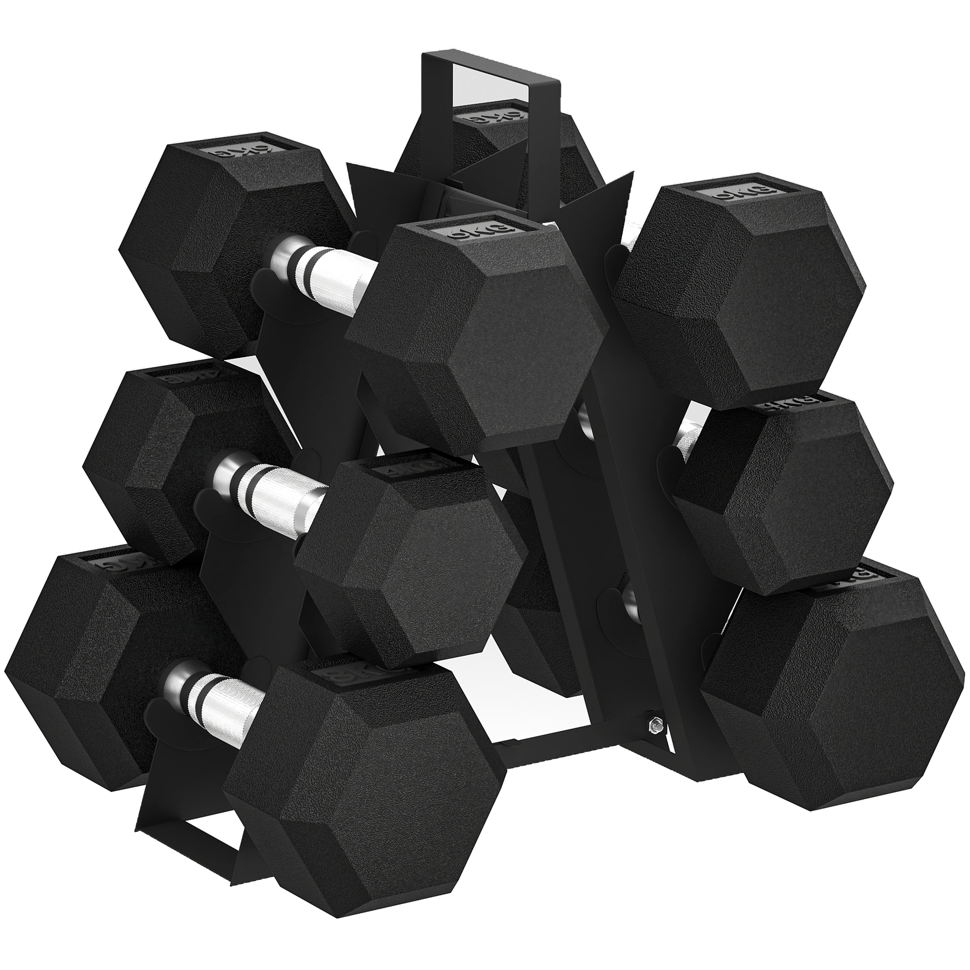 SPORTNOW ensemble d'haltères hexagonaux avec support de rangement de poids