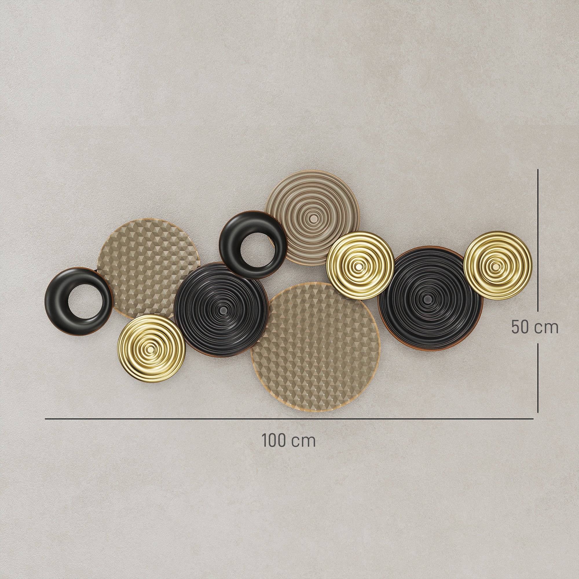 Metal wall art, modern hanging wall decor with multi-disc