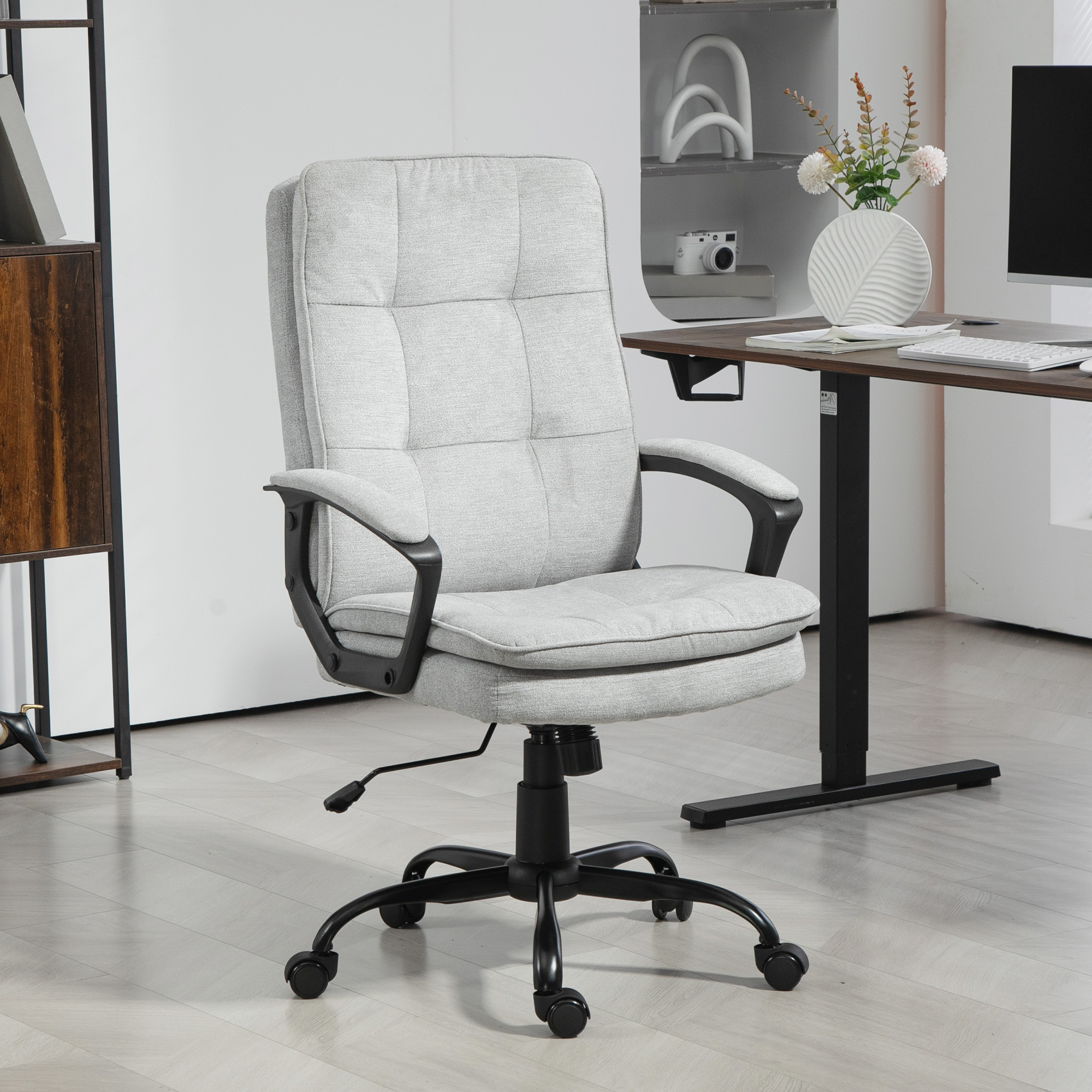 Linen-look double-padded office chair - grey