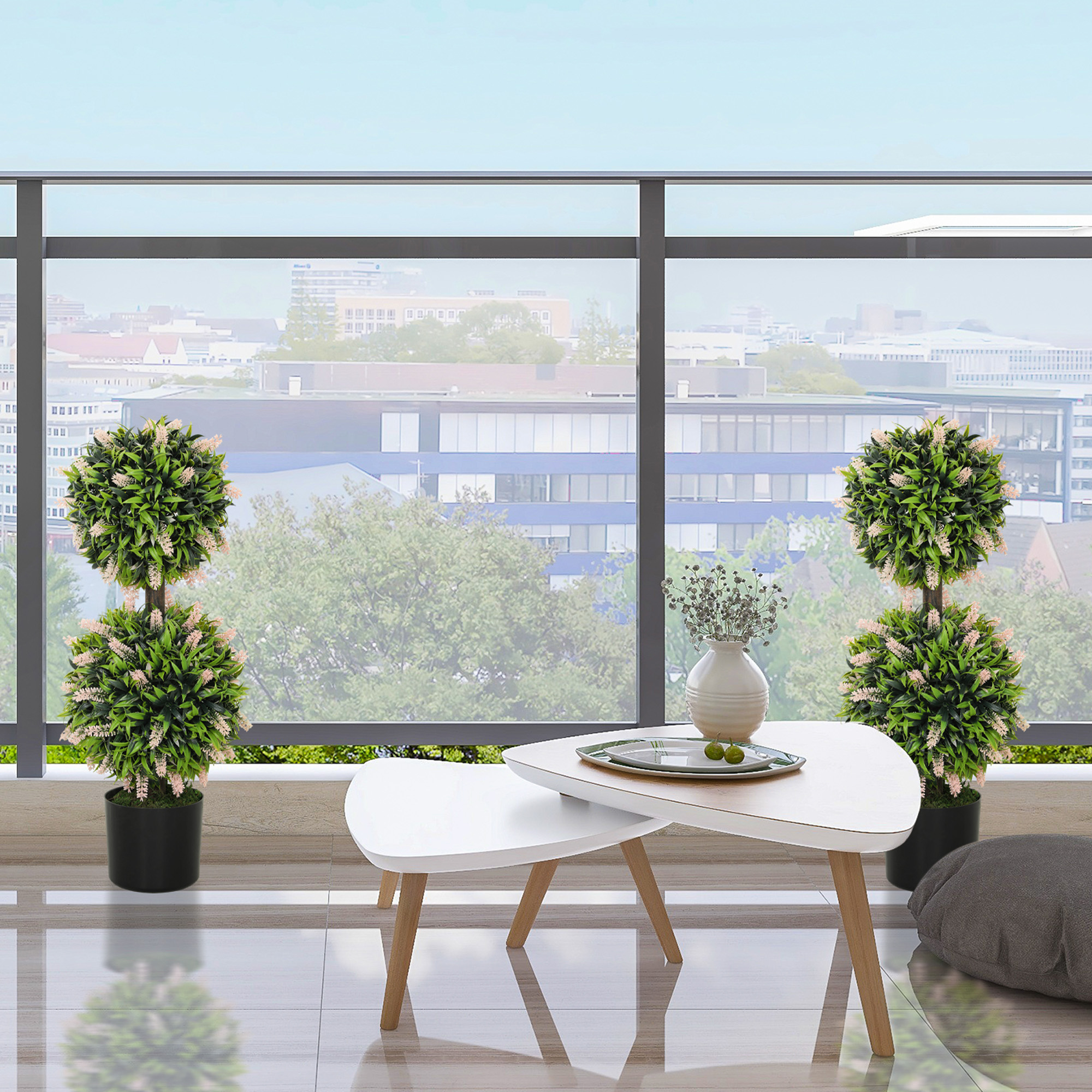 Set Of 2 Decorative Artificial Plants Ball Trees With Lavender Flowers In Pot Fake Plants For Home Indoor Outdoor Decor, 70cm, Pink 2 2bb06dea 91b6 4852 b240 136dc07f4483