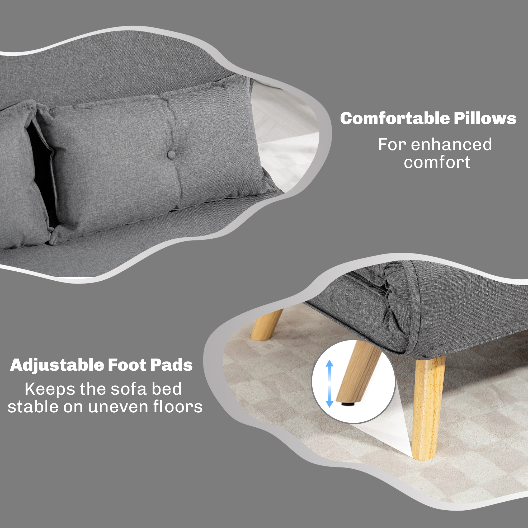 Two-Seater Linen-Look Sofa Bed - Grey 2cb01a21 73e3 478b B3e1 4e0f432eceab