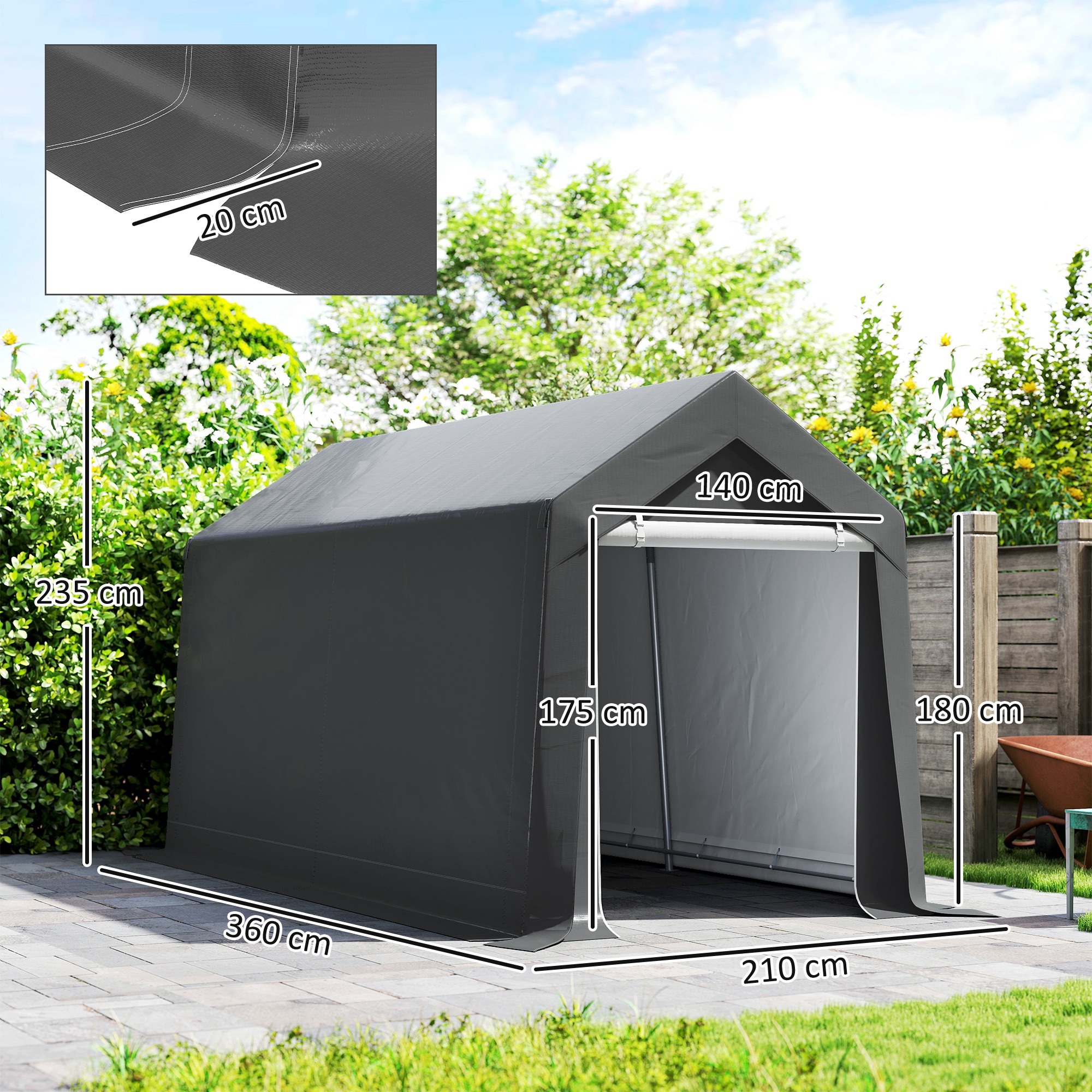 3.6 X 2.1m Outdoor Shed, With Window - Dark Grey