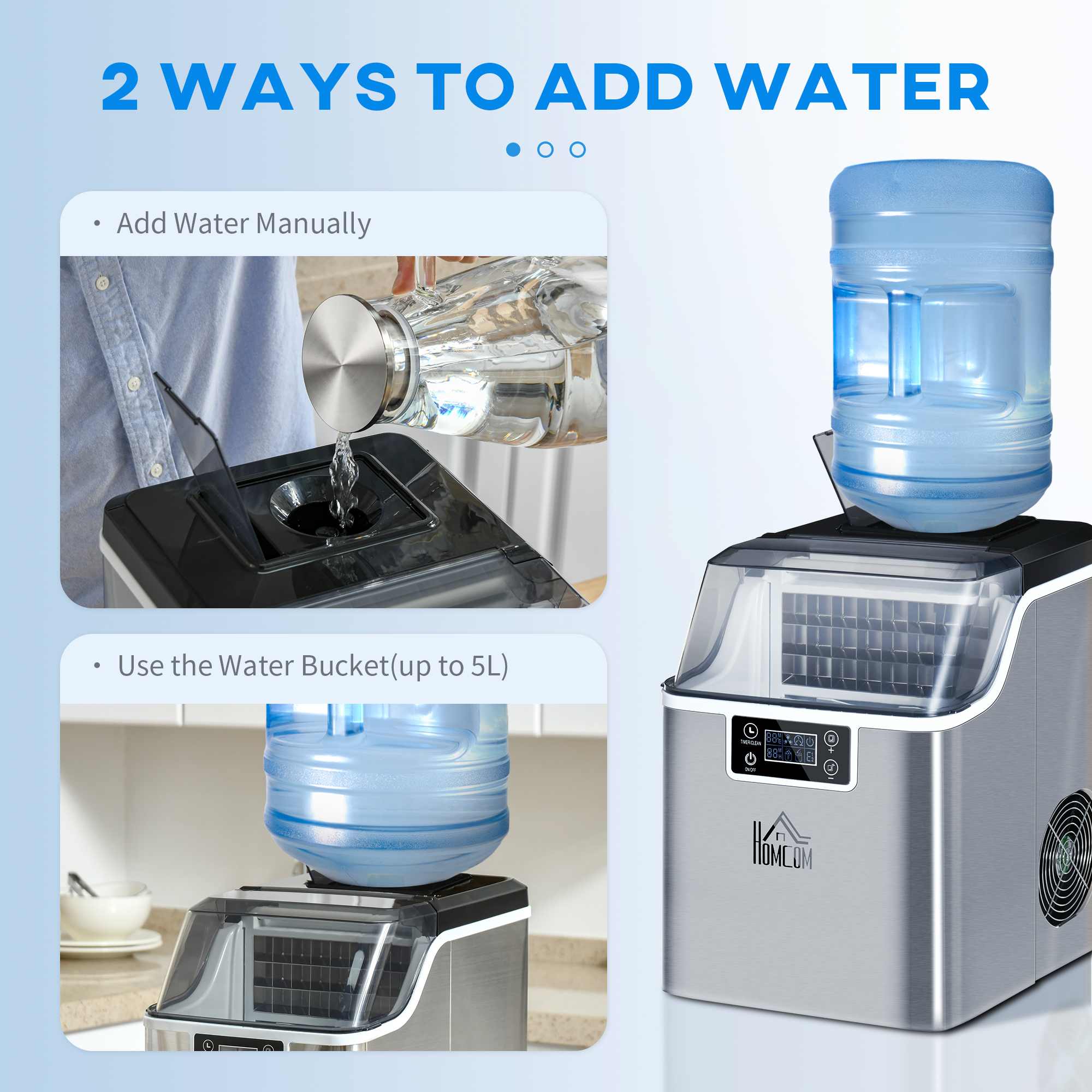 3.2L Compact Ice Machine, With LCD Screen And Accessories - Silver-Tone