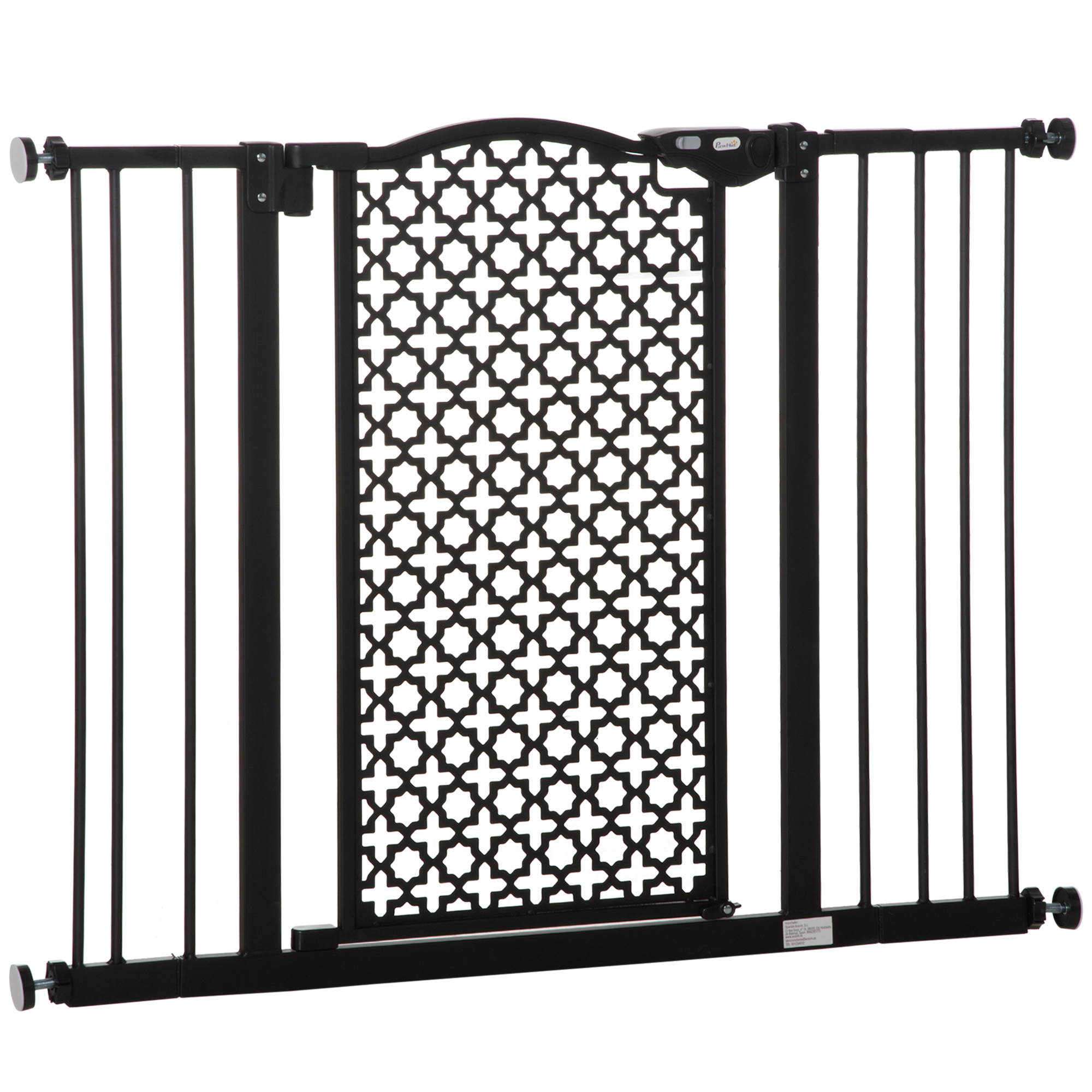 PawHut 74-105cm Pet Safety Gate Stair Barrier, With Auto Close, Double Locking - Black - Image 1