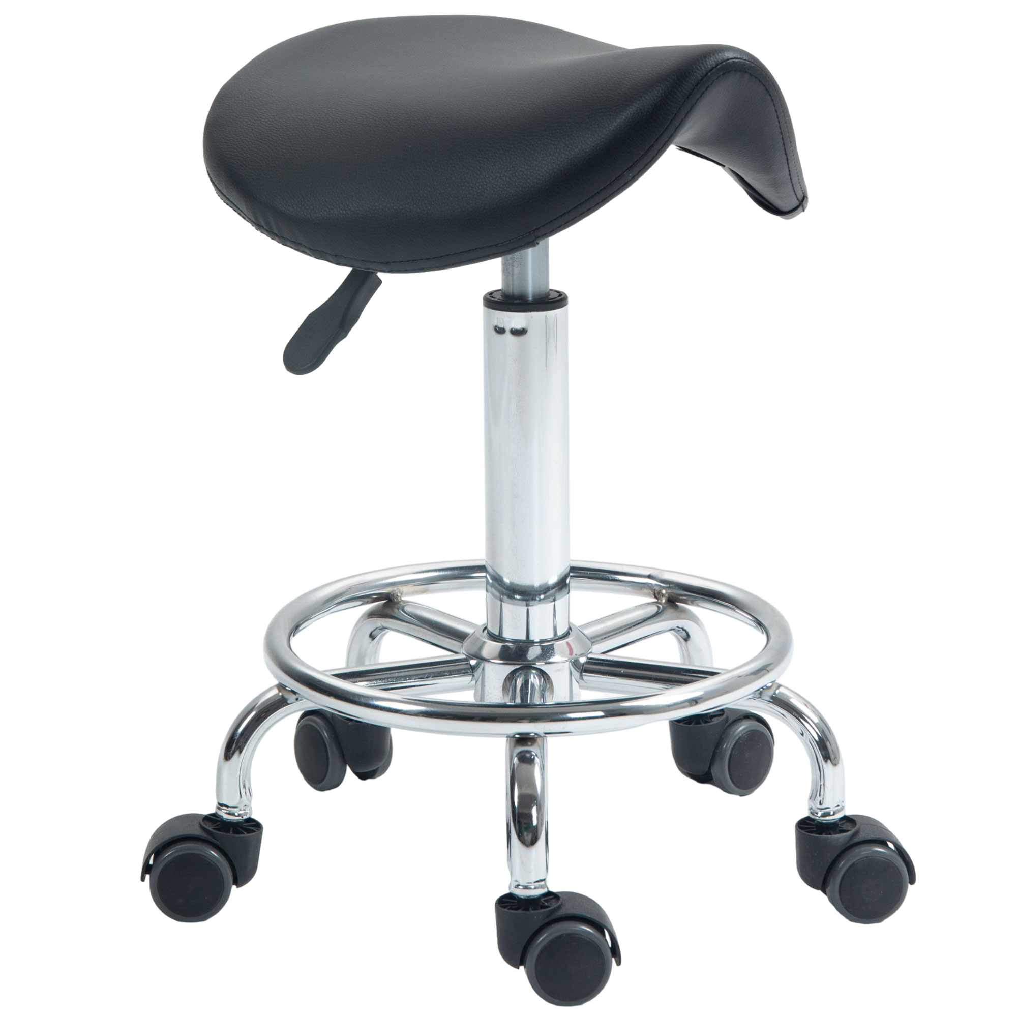 Salon Saddle Stool, Rolling Saddle Chair For Massage, Spa, Clinic, Beauty, Hairdressing And Tattoo, Black - Image 1