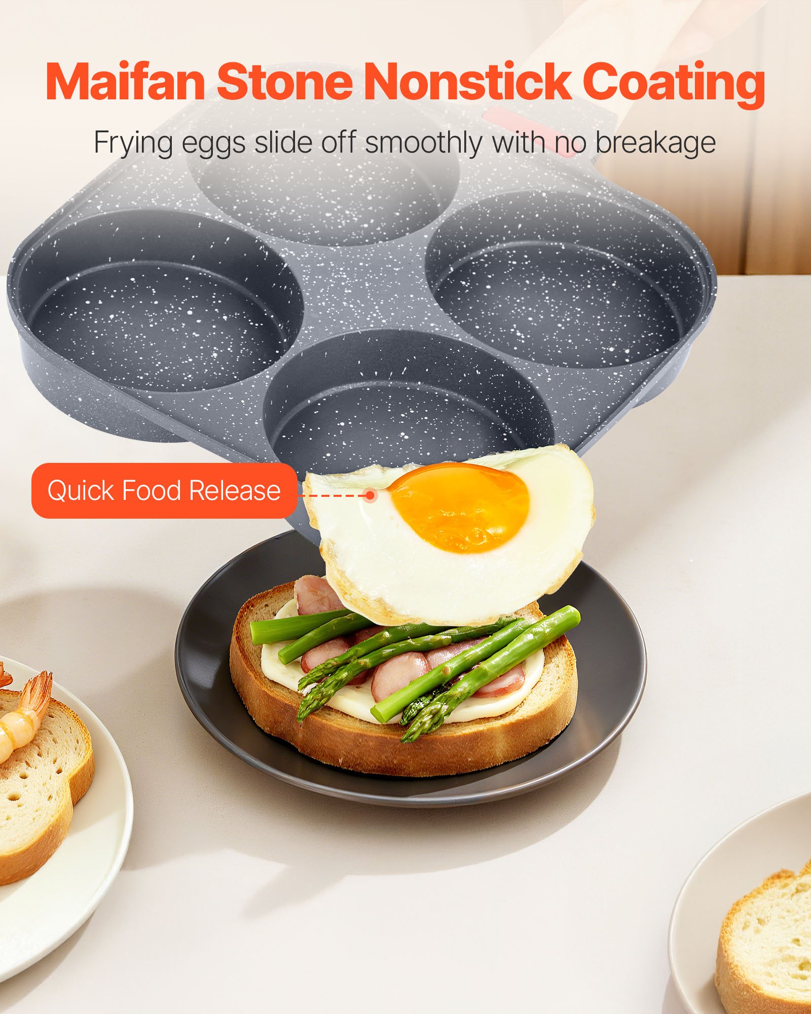 Egg Pan, 4-Cup Nonstick Egg Frying Pan, Aluminum Breakfast Omelette Skillet For Pancakes, Hamburgers, Sandwiches,… - 5