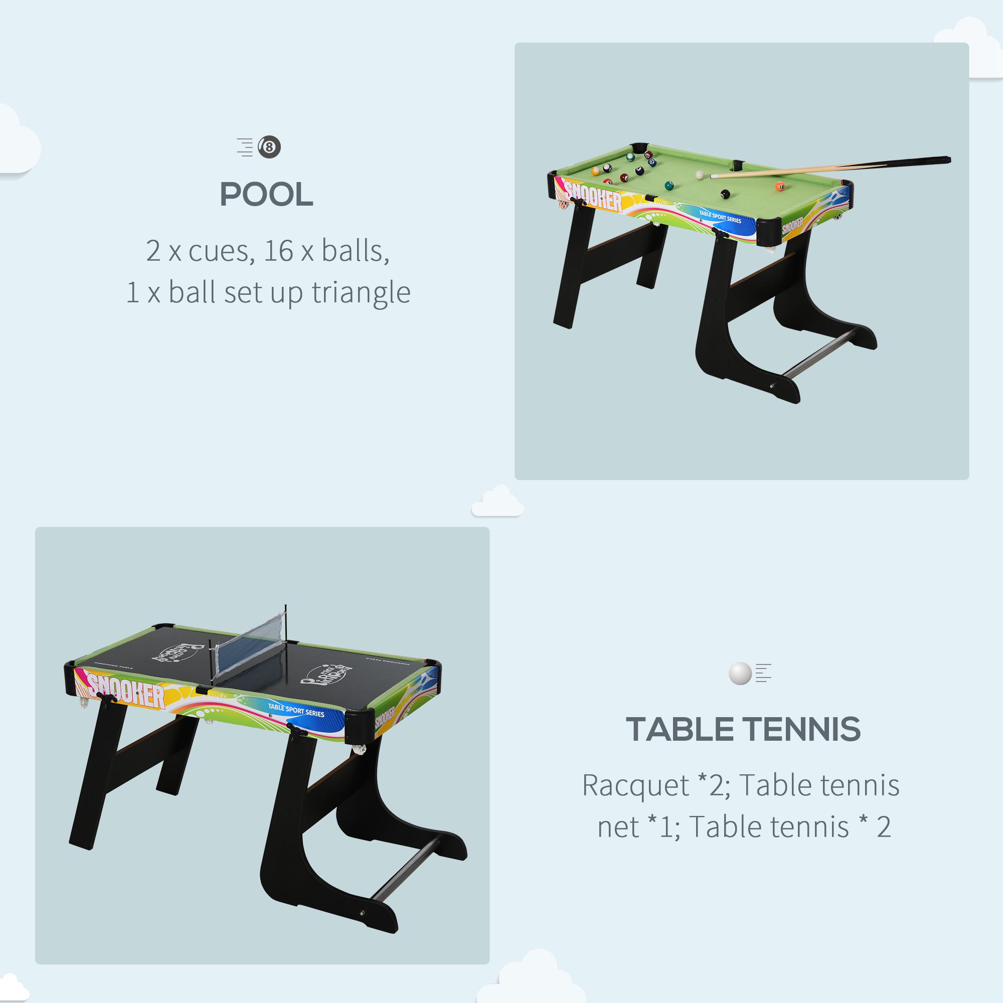 Folding Multi Gaming Table 4 In 1 Hockey, Football Table, Table Tennis, Billiards For Play Fun 4