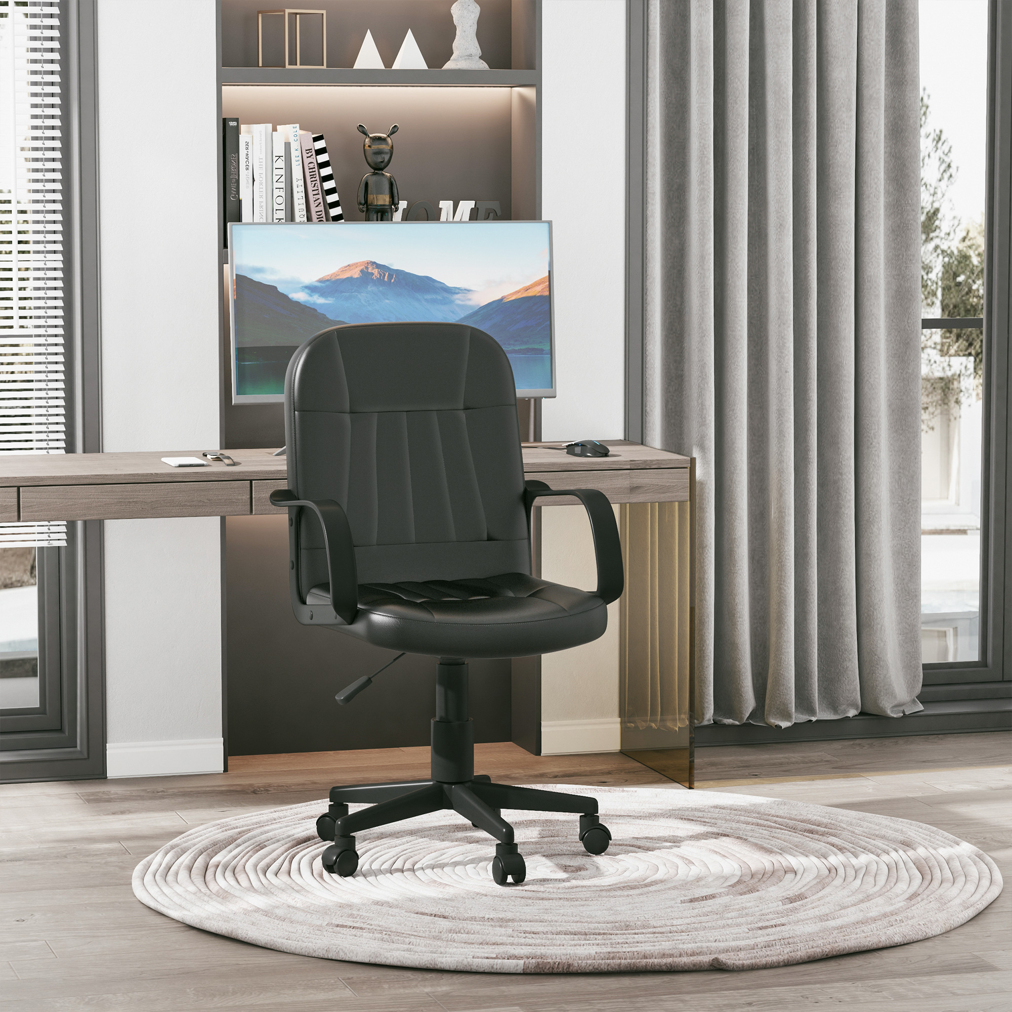 Swivel Executive Office Chair, PU Leather Computer Desk