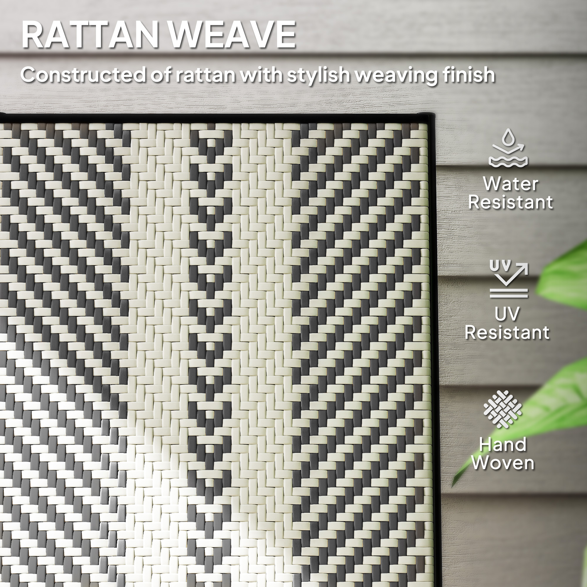 Close-up of the 5-position reclining mechanism on the black rattan garden chair