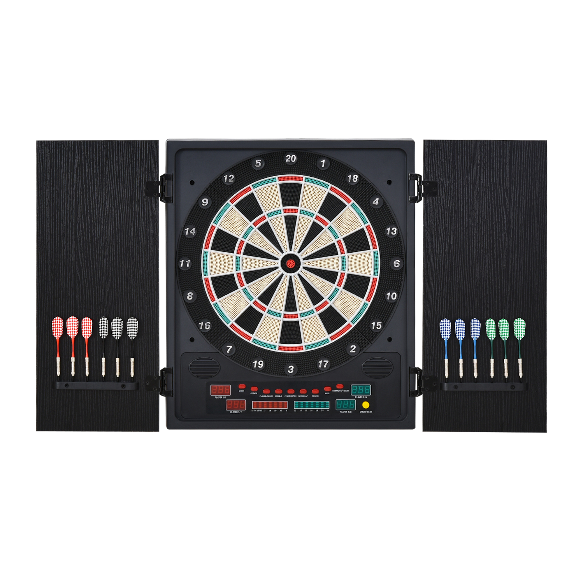 Electronic Dartboard Set, 27 Games Modes And 202 Variations, LED & 12 Soft Tip Darts And Cabinet To Storage, Ready-to-Play Multi-Game Option Darts Machine - Image 1