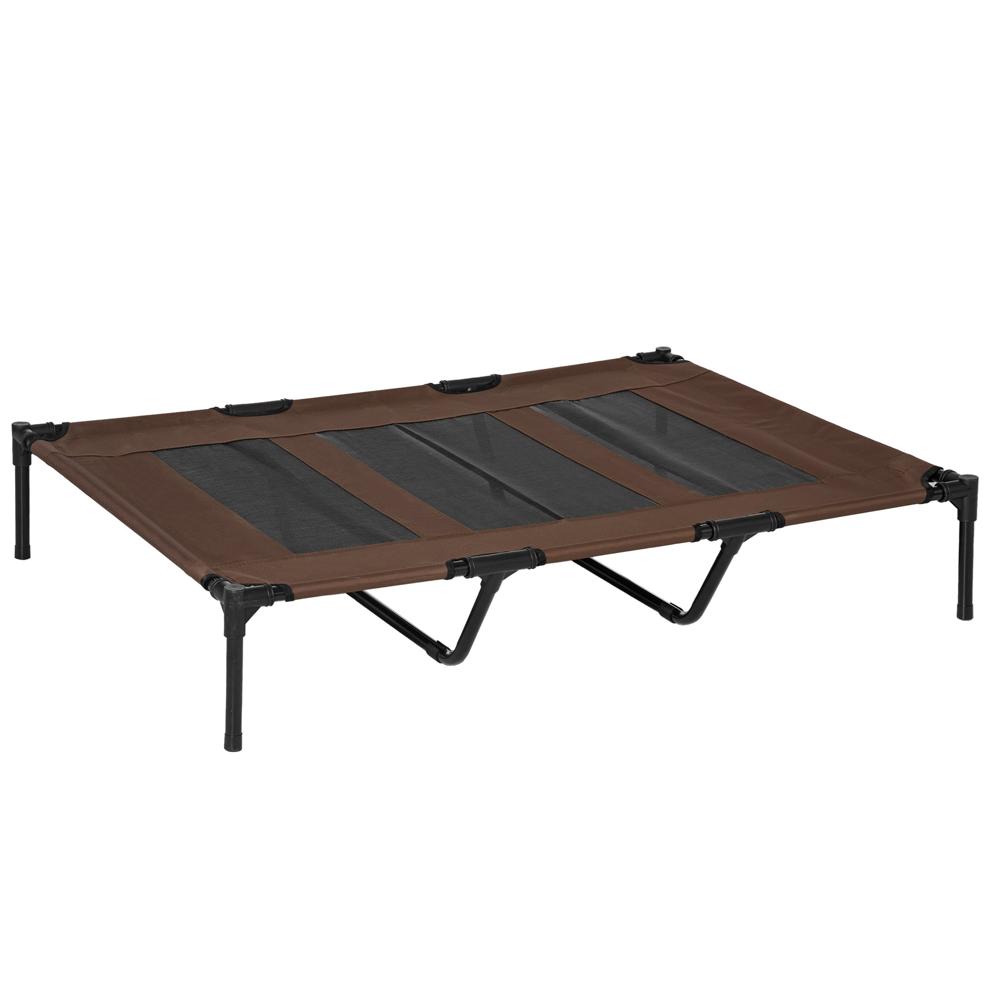 PawHut Raised Dog Bed Cooling Elevated Pet Cot With Breathable Mesh For Indoor Outdoor Use Brown, XX Large, 122 X 92 X 23cm - Image 1