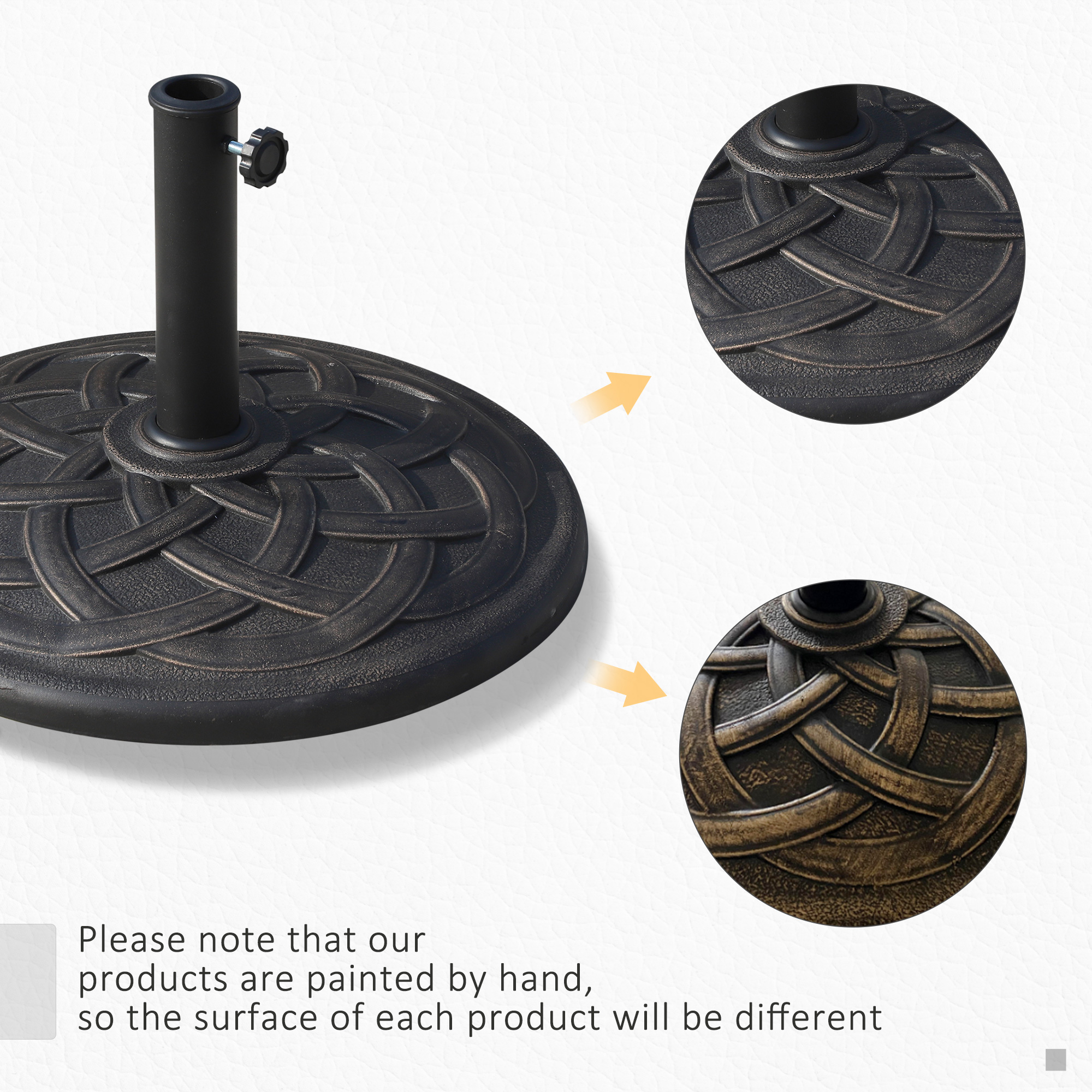 22" 42 lbs Round Resin Umbrella Base Stand Market Parasol Holder with Beautiful Decorative Pattern & Easy… image 6